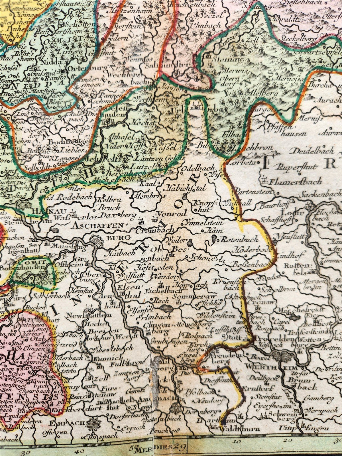 1740s GERMANY HESSE antique MAP HASSIA by Matthaus Seutter