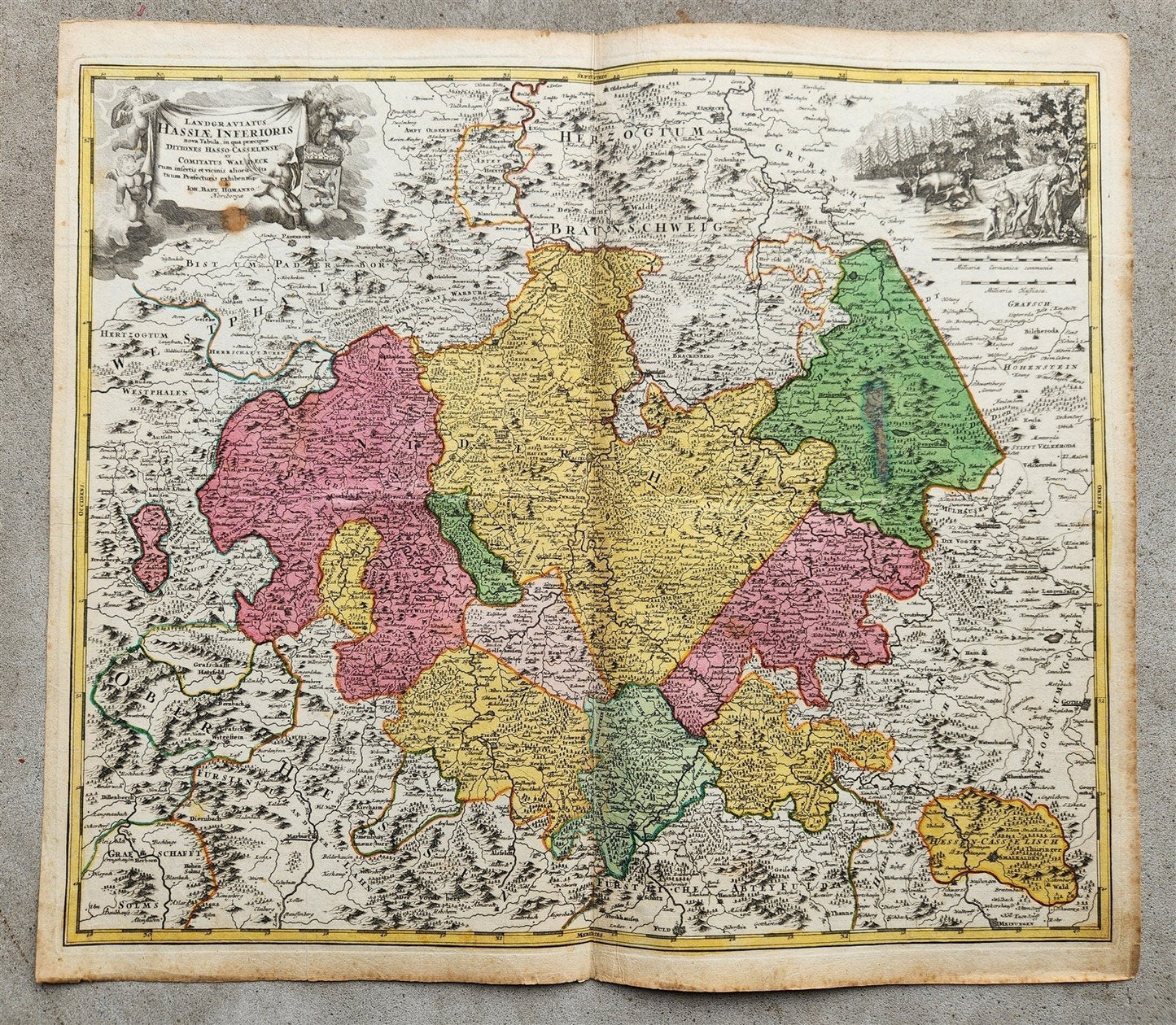 1730s GERMANY HESSE antique MAP by JOHANN HOMANN