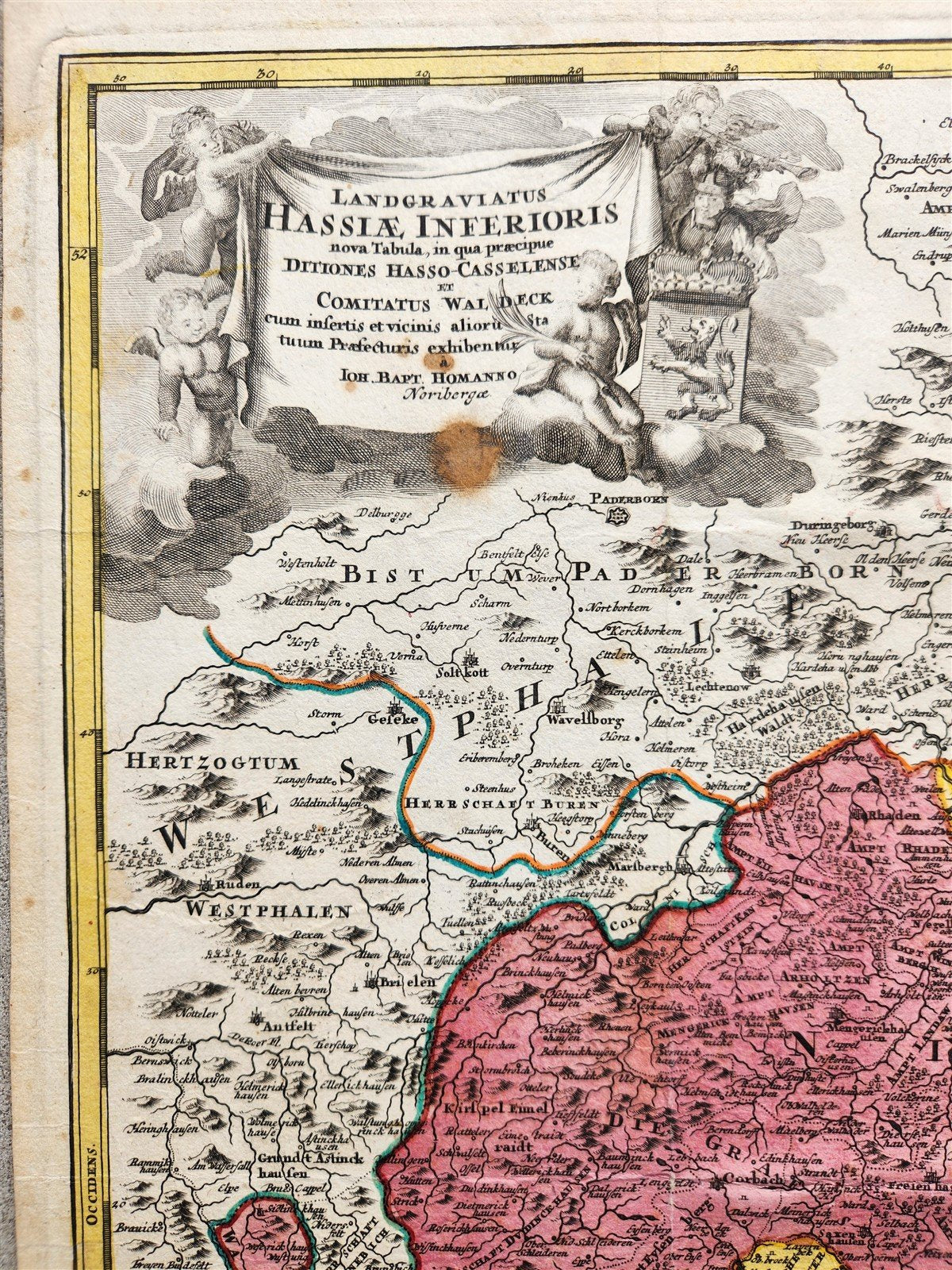 1730s GERMANY HESSE antique MAP by JOHANN HOMANN
