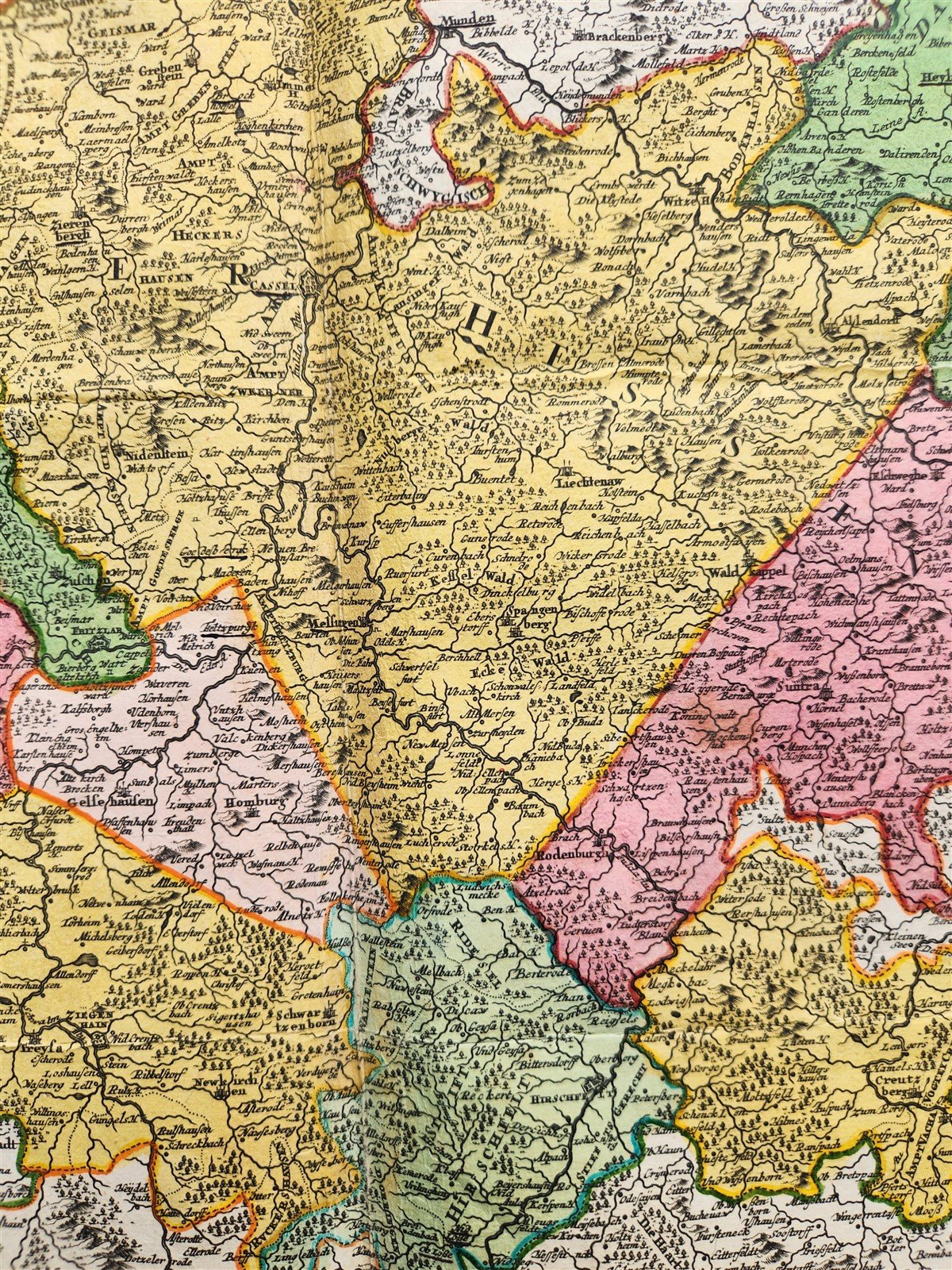 1730s GERMANY HESSE antique MAP by JOHANN HOMANN