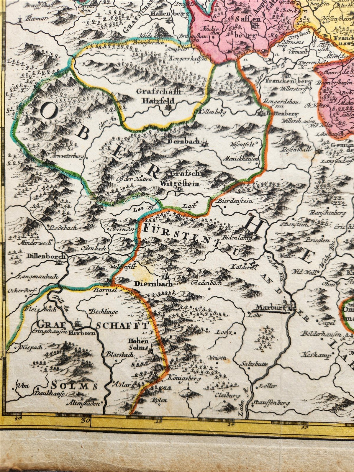 1730s GERMANY HESSE antique MAP by JOHANN HOMANN