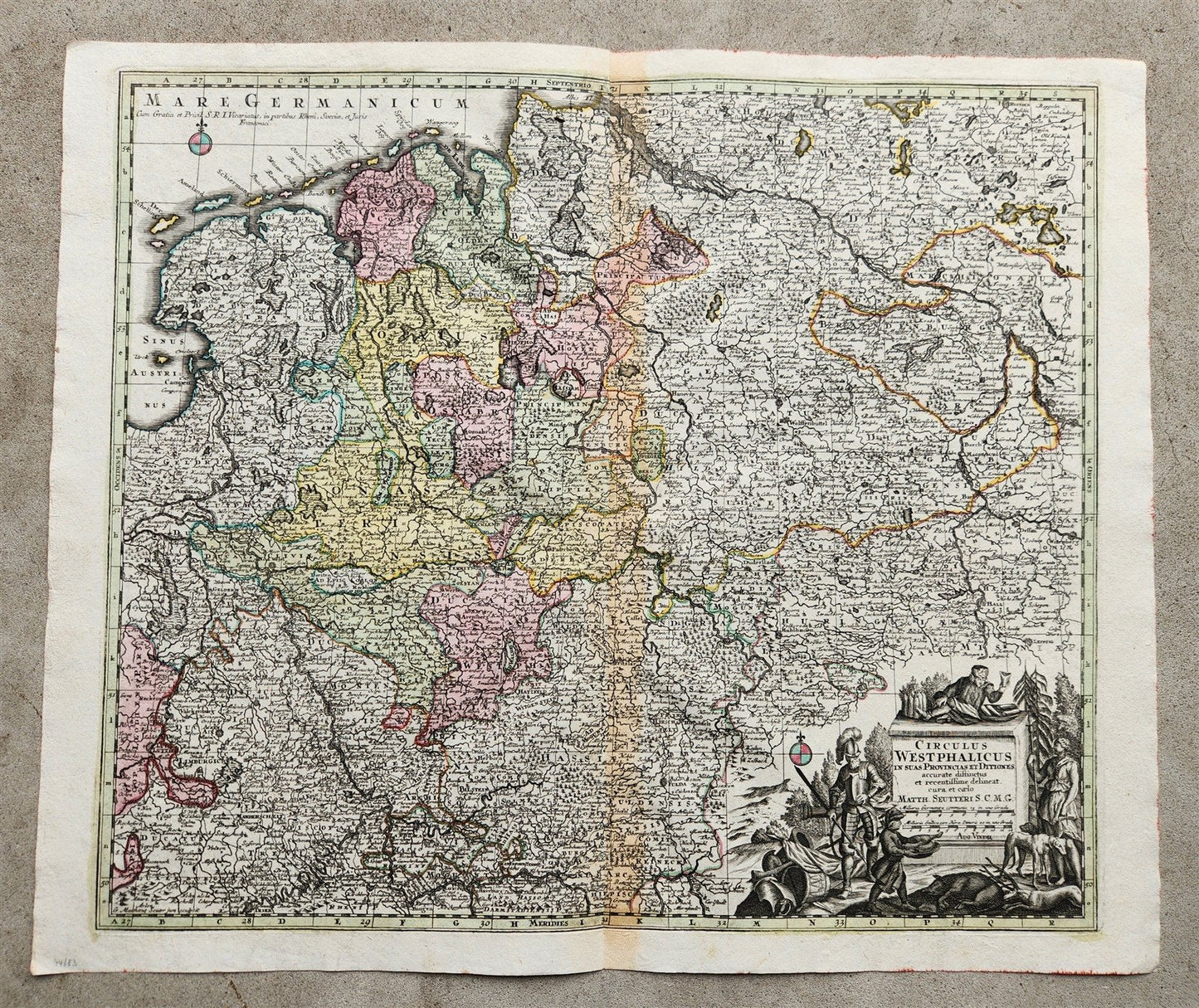 1740s GERMANY Circulus WESTPHALICUS antique MAP by Matthaus Seutter WESTPHALIA