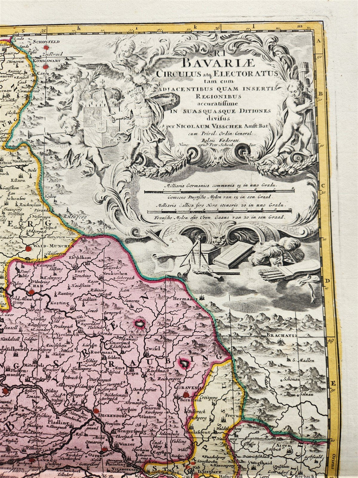 1700s GERMANY & AUSTRIA BAVARIA antique Nicolaum Visscher MAP by PETER SHENK
