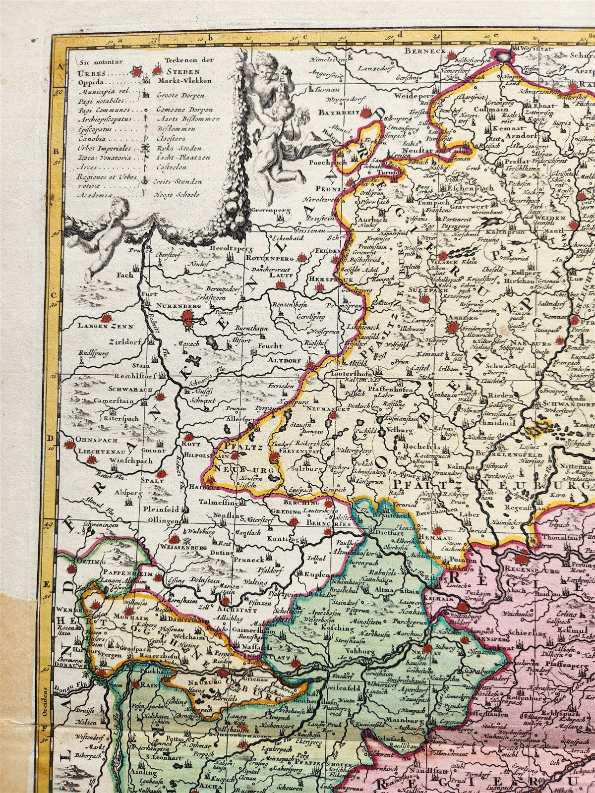 1700s GERMANY & AUSTRIA BAVARIA antique Nicolaum Visscher MAP by PETER SHENK