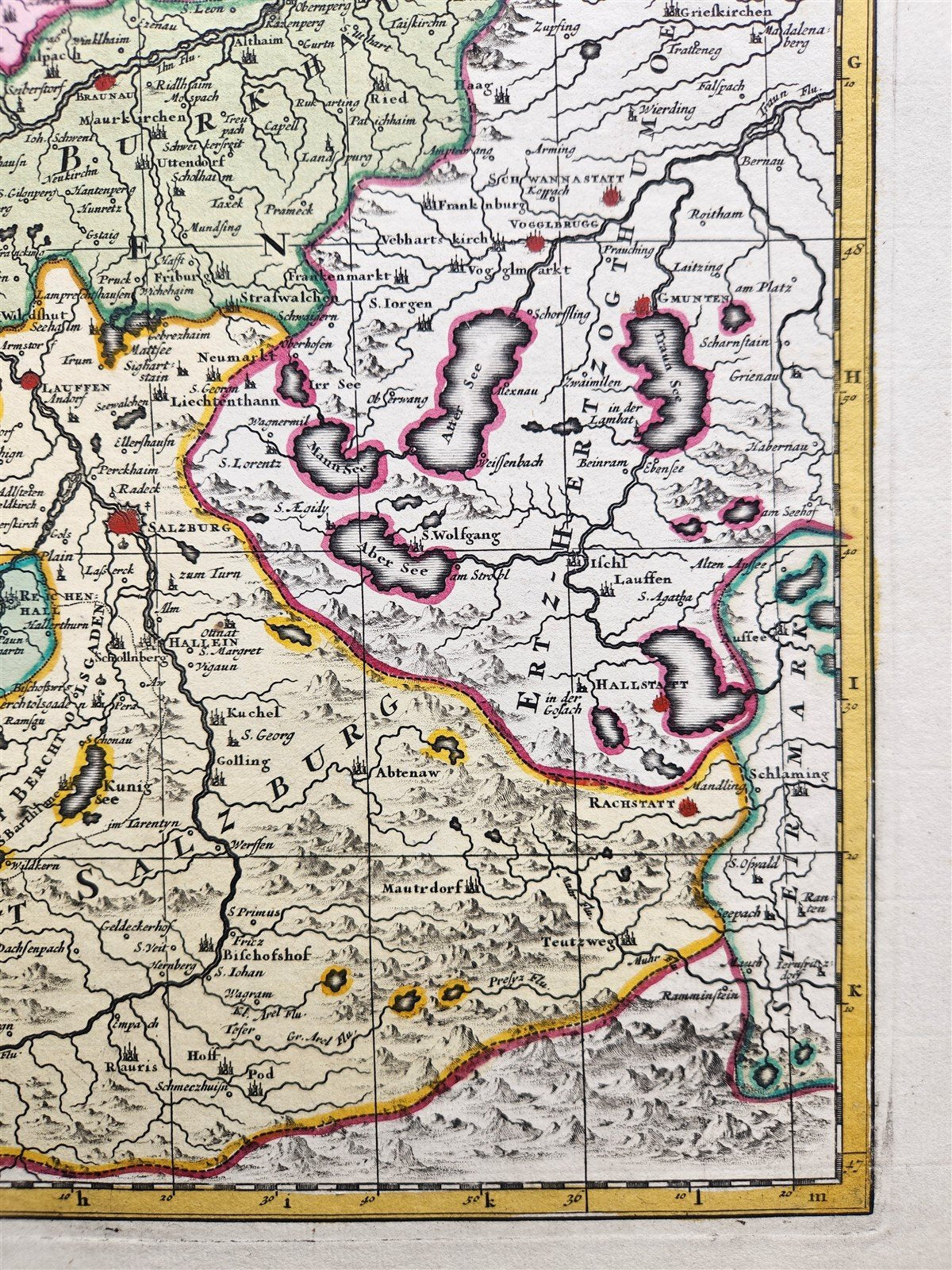 1700s GERMANY & AUSTRIA BAVARIA antique Nicolaum Visscher MAP by PETER SHENK