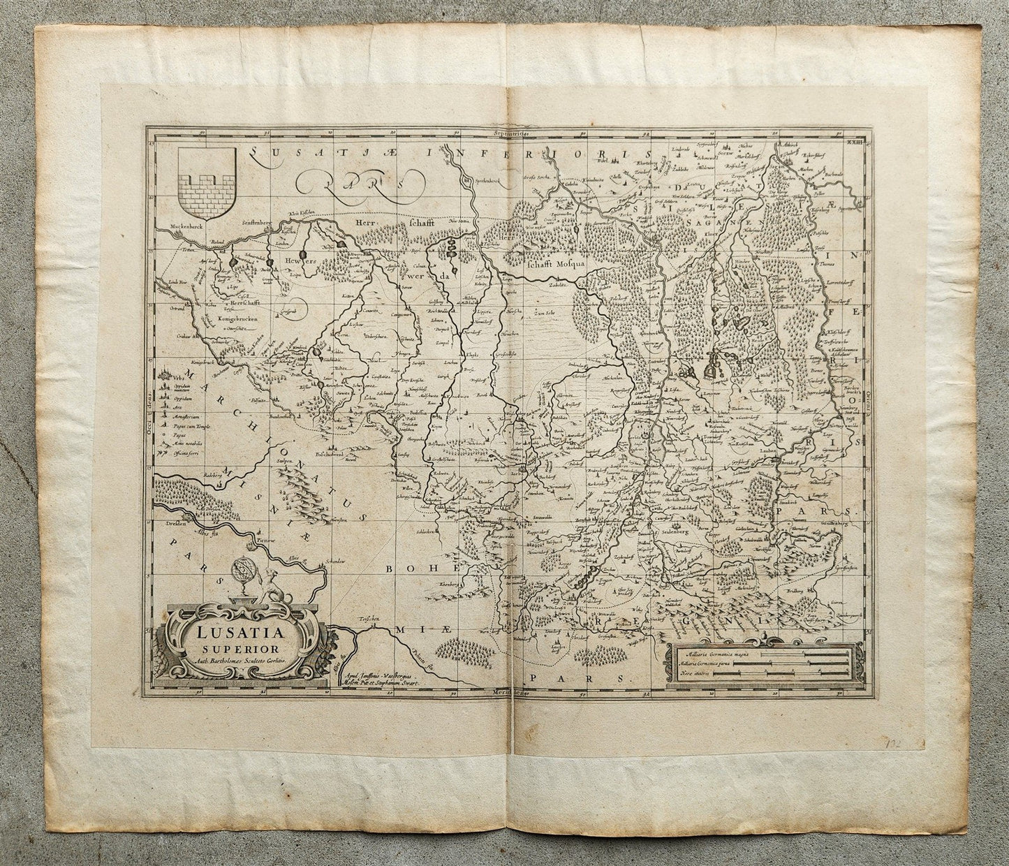 1720s GERMANY SAXONY antique LUSATIA SUPERIOR MAP by B. Sculteto - JANSSON
