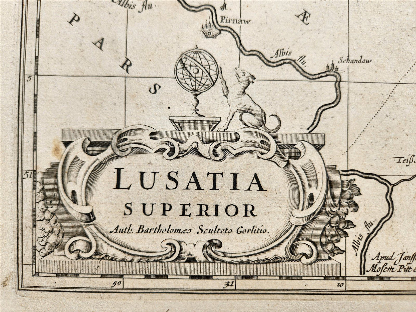 1720s GERMANY SAXONY antique LUSATIA SUPERIOR MAP by B. Sculteto - JANSSON