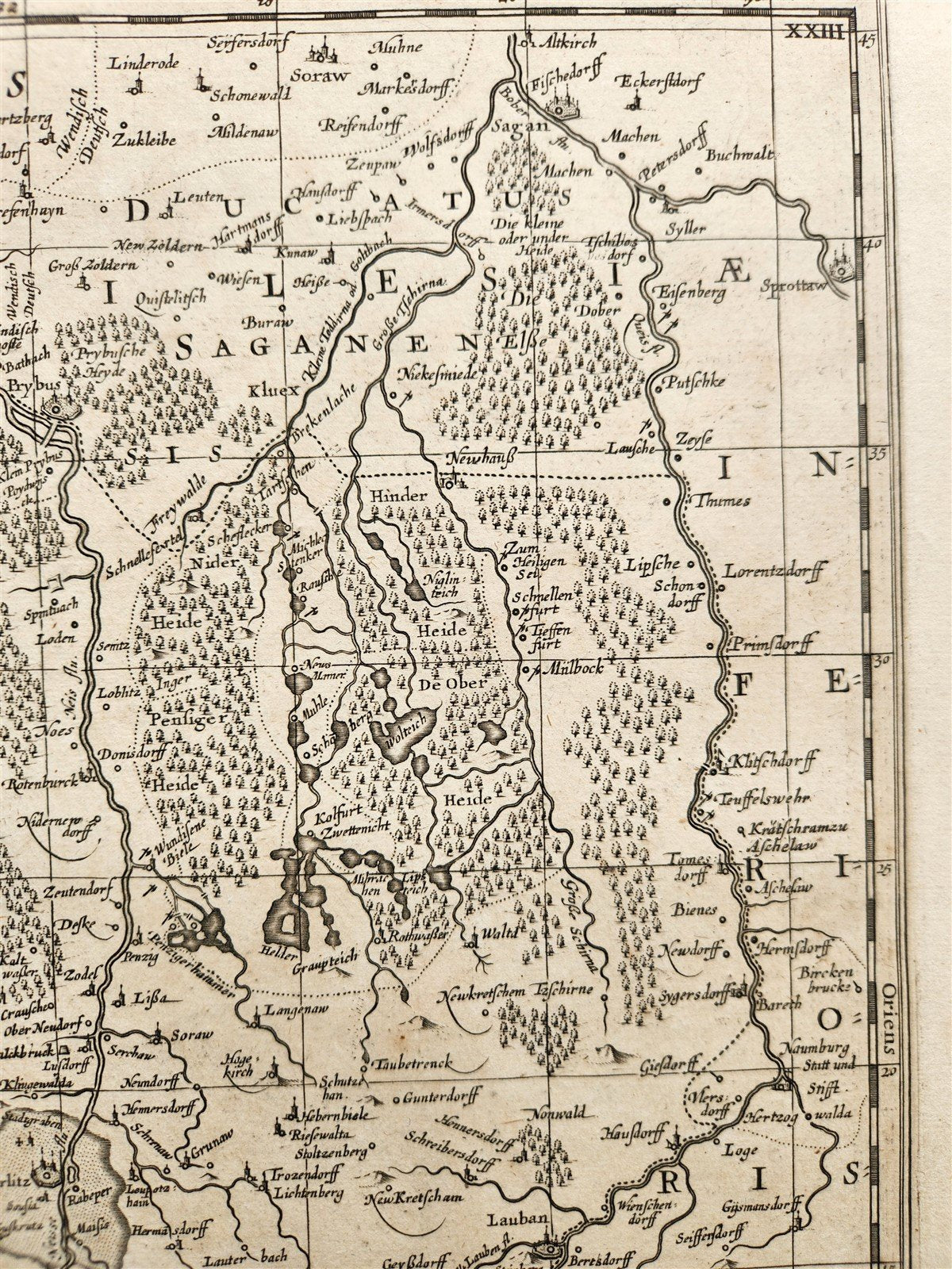 1720s GERMANY SAXONY antique LUSATIA SUPERIOR MAP by B. Sculteto - JANSSON