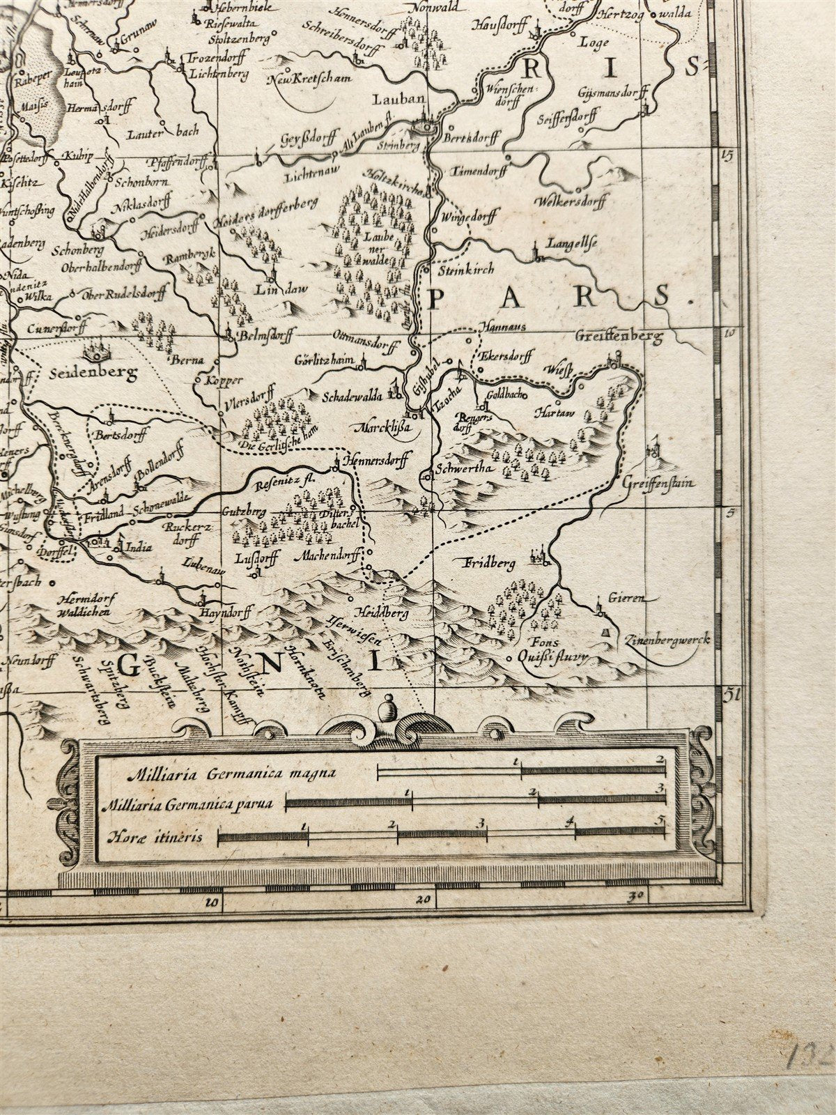 1720s GERMANY SAXONY antique LUSATIA SUPERIOR MAP by B. Sculteto - JANSSON