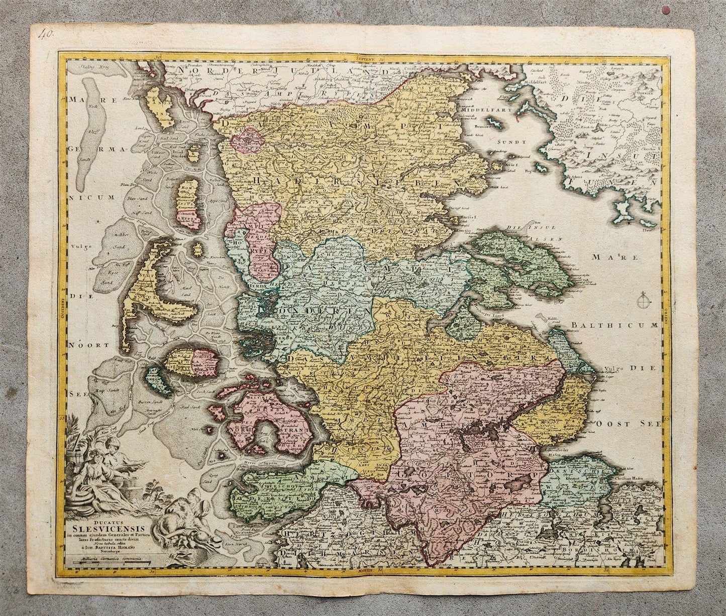 1710s GERMANY & DENMARK antique MAP Ducatus SLESVICENSIS by JOHANN HOMANN