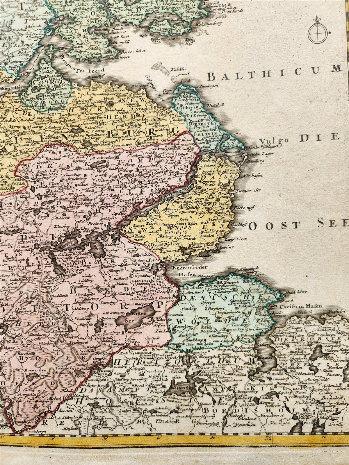 1710s GERMANY & DENMARK antique MAP Ducatus SLESVICENSIS by JOHANN HOMANN