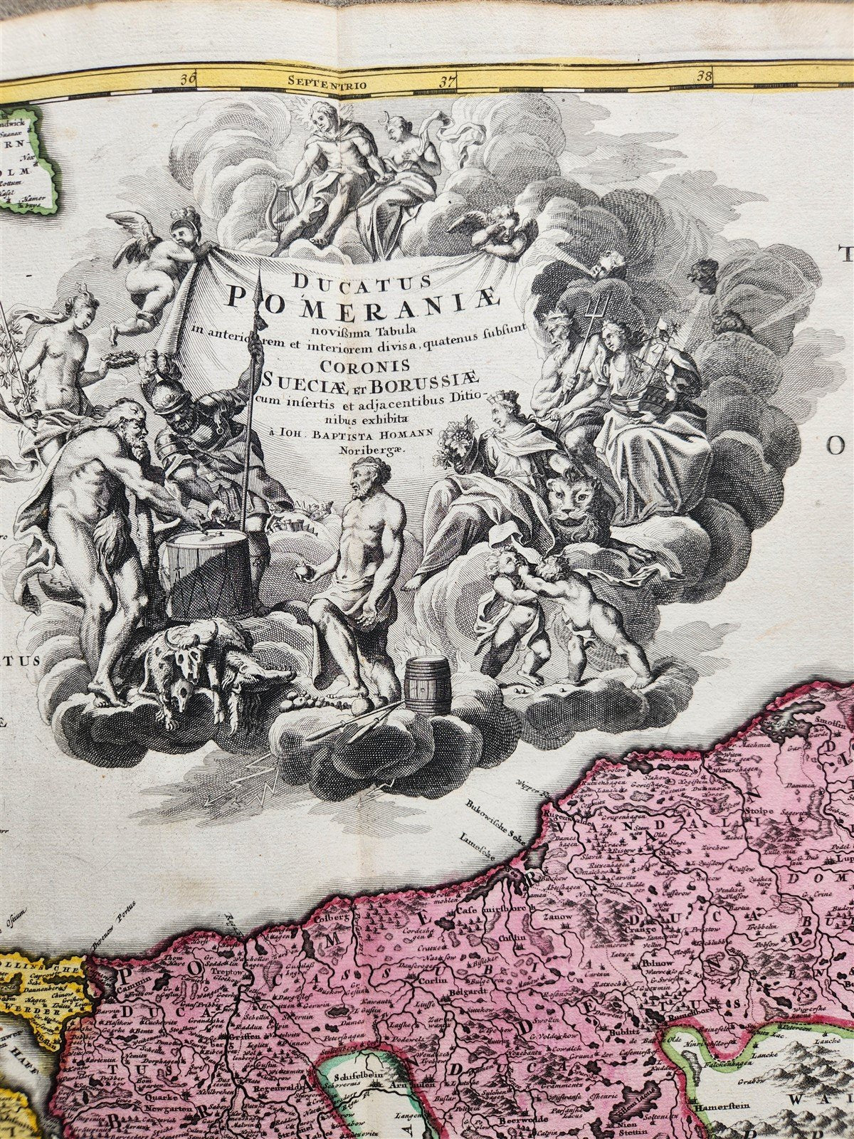 1720s GERMANY & POLAND antique MAP POMERANIA SUECIAE et BORUSSIA by HOMANN
