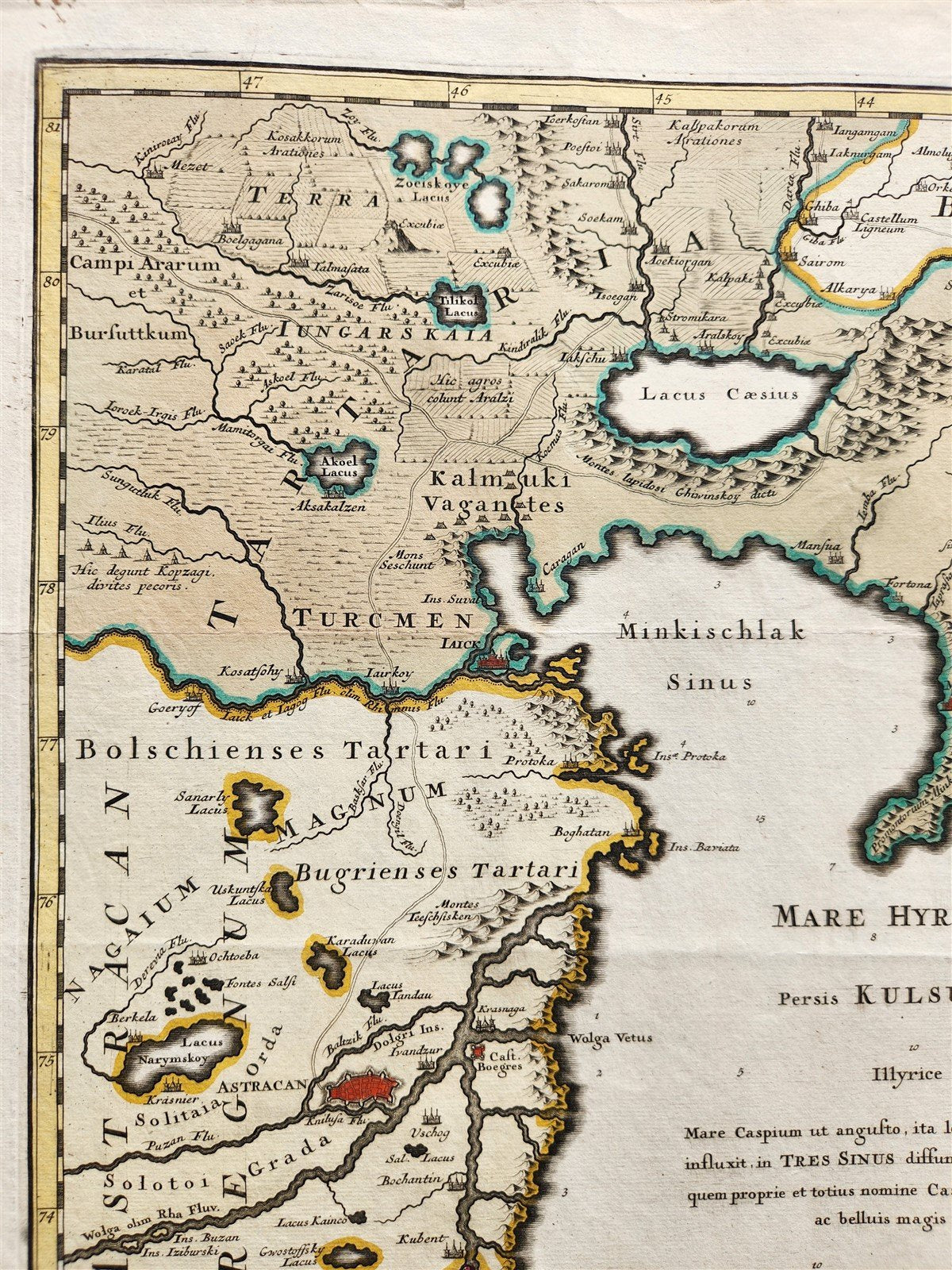 1720 CASPIAN SEA AREA antique MAP Russia RARE
