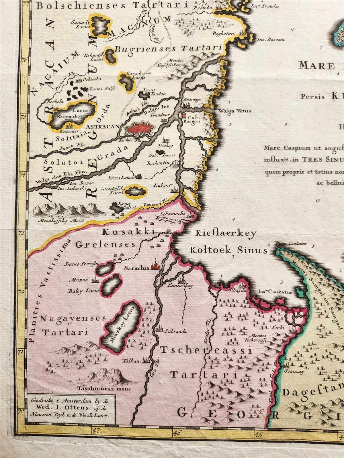 1720 CASPIAN SEA AREA antique MAP Russia RARE