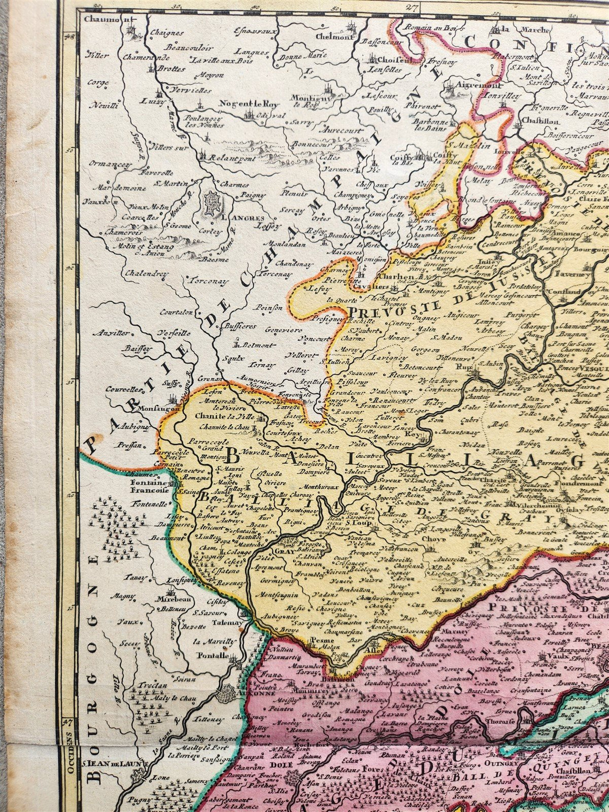 1725 BURGUNDY FRANCE antique MAP by Homann Comitatus BURGUNDIAE