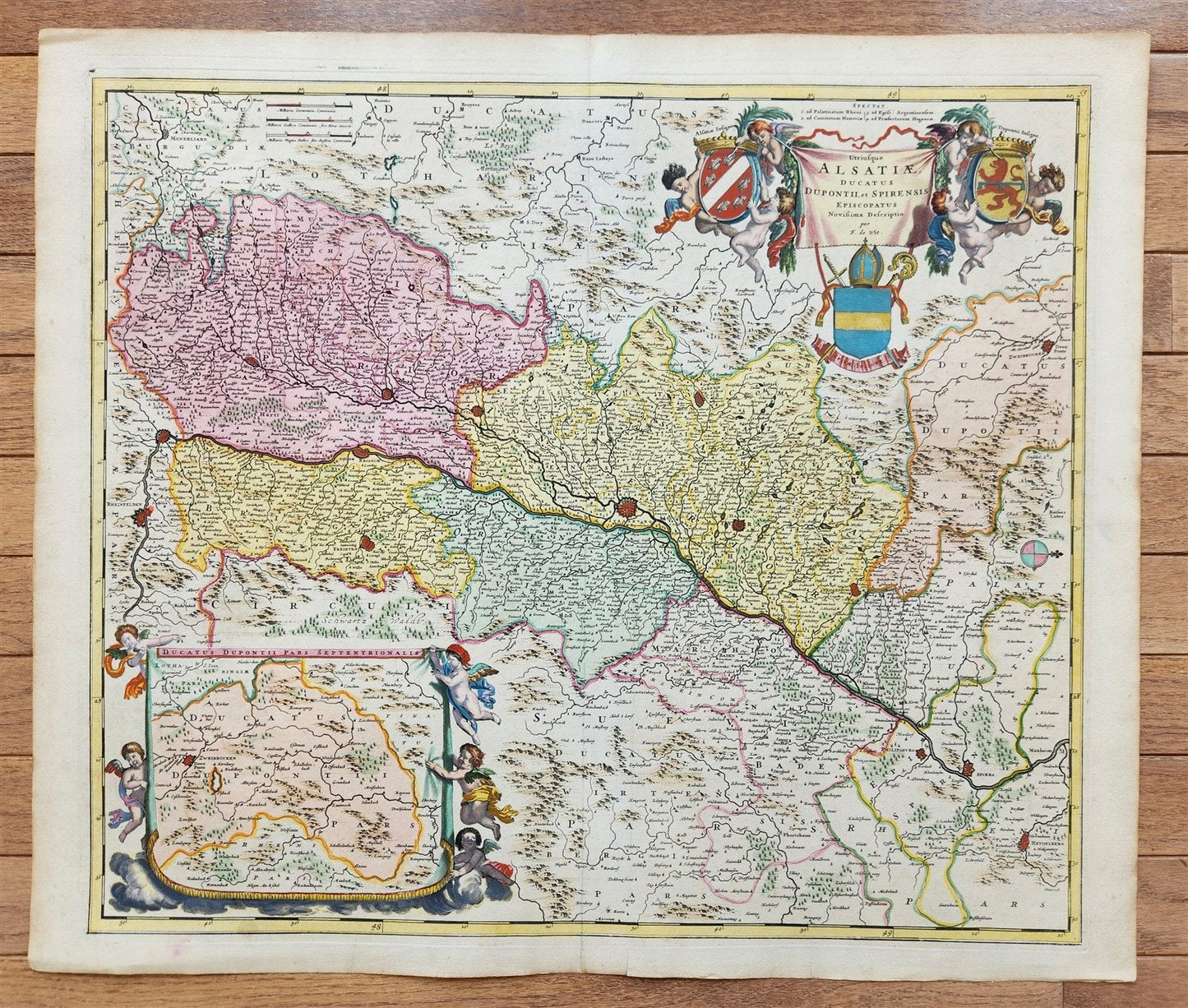 1690 ALSACE FRANCE antique MAP by Frederick de Wit 17th CENTURY ALSATIAE ducatus