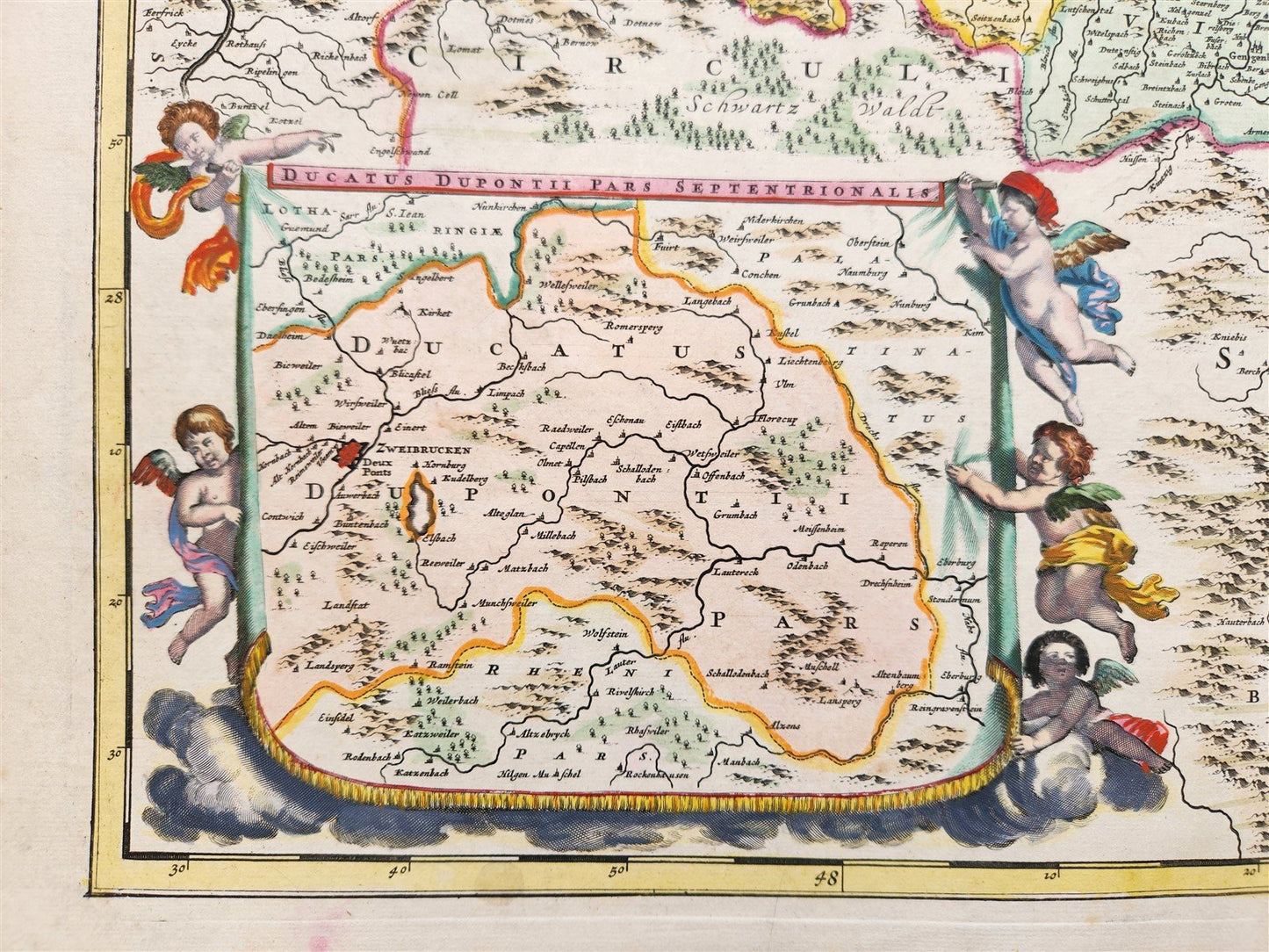 1690 ALSACE FRANCE antique MAP by Frederick de Wit 17th CENTURY ALSATIAE ducatus