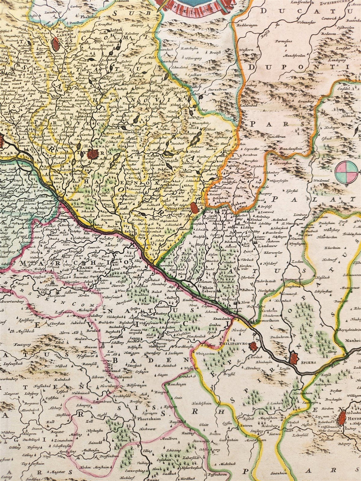 1690 ALSACE FRANCE antique MAP by Frederick de Wit 17th CENTURY ALSATIAE ducatus