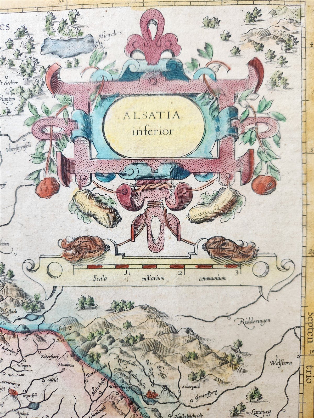 1630s ALSACE FRANCE antique MAP by GERARD MERCATOR L'ALSATIA INFERIOR