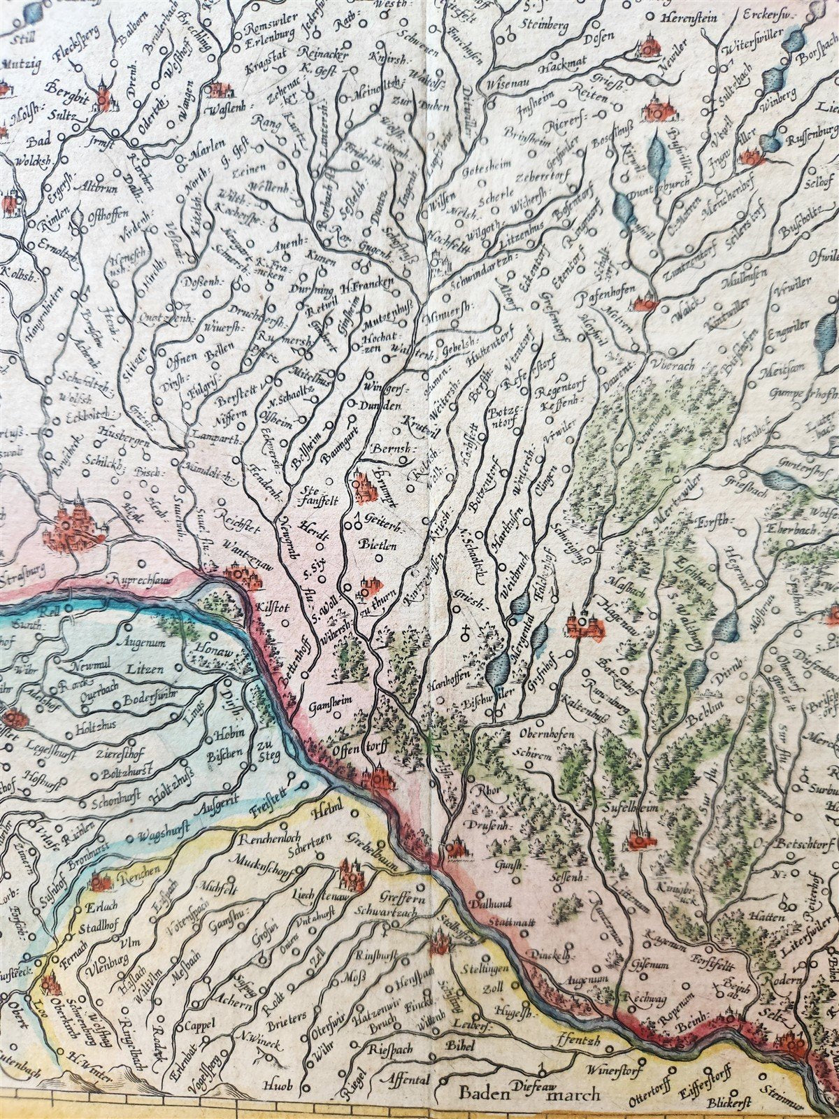 1630s ALSACE FRANCE antique MAP by GERARD MERCATOR L'ALSATIA INFERIOR
