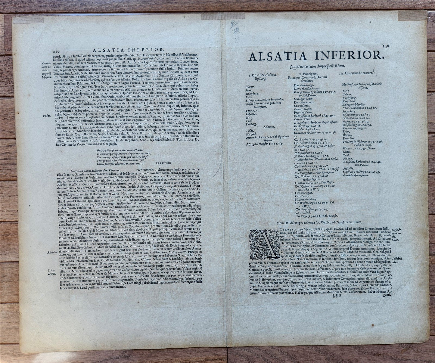1630s ALSACE FRANCE antique MAP by GERARD MERCATOR L'ALSATIA INFERIOR
