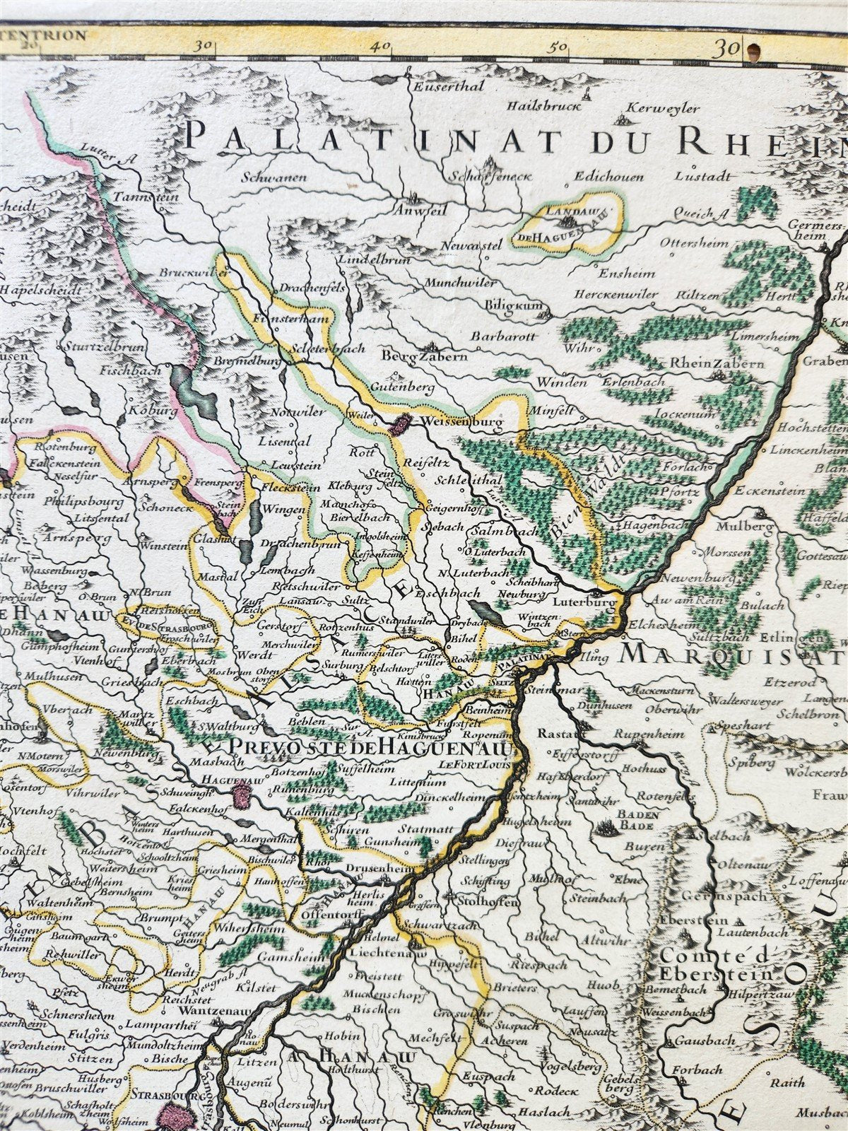 1707 ALSACE FRANCE antique MAP by SANSON printed by Jaillot in Paris LARGE SIZE