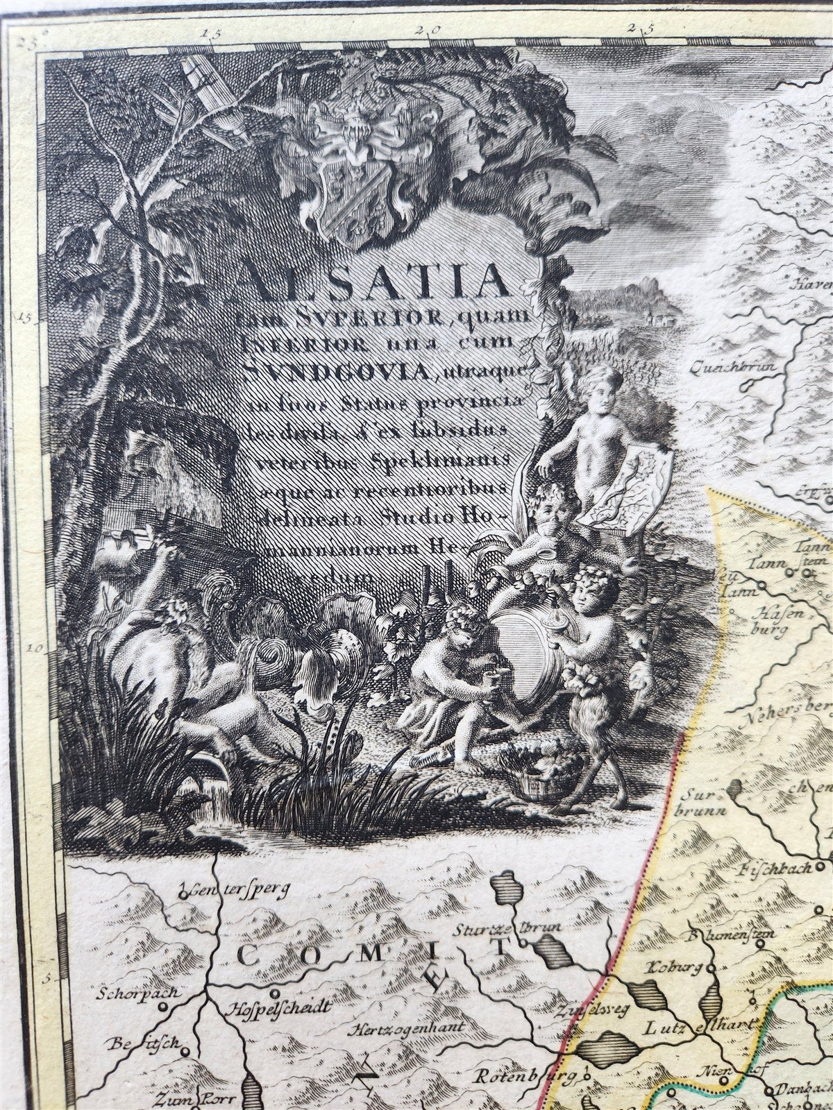1750s ALSACE FRANCE antique MAP by HOMANN Alsatia tam superior
