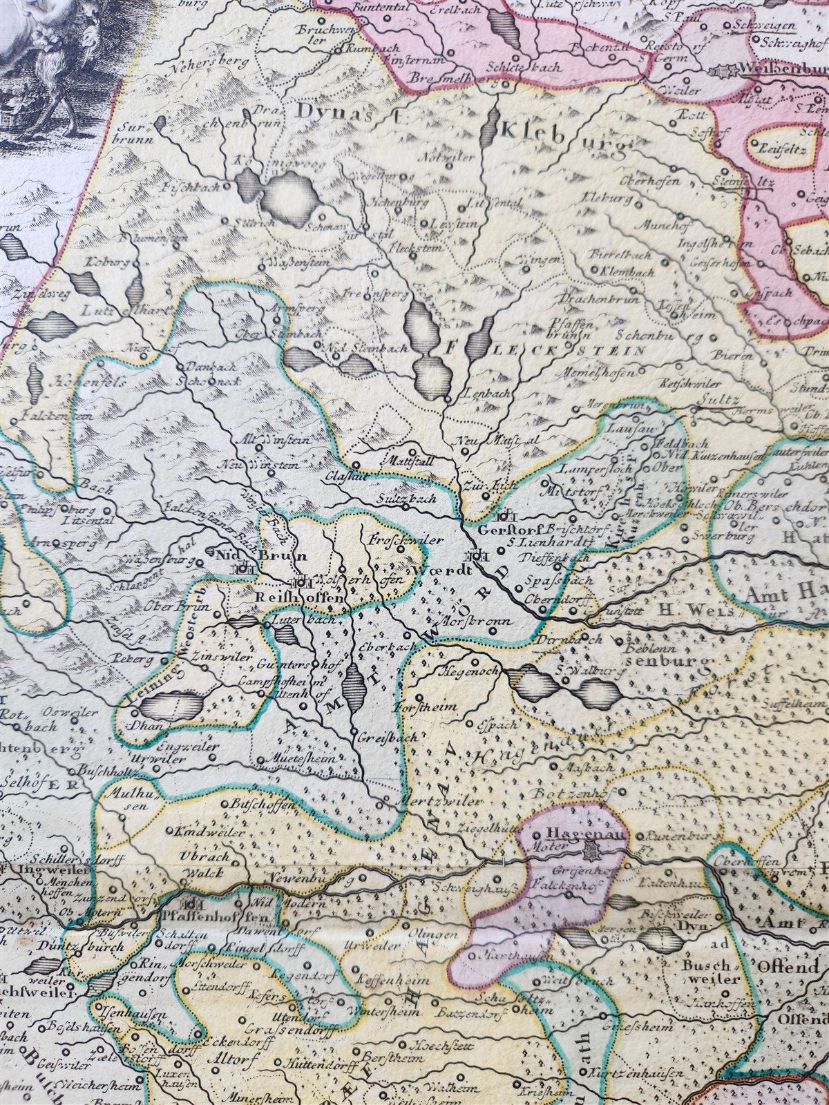 1750s ALSACE FRANCE antique MAP by HOMANN Alsatia tam superior