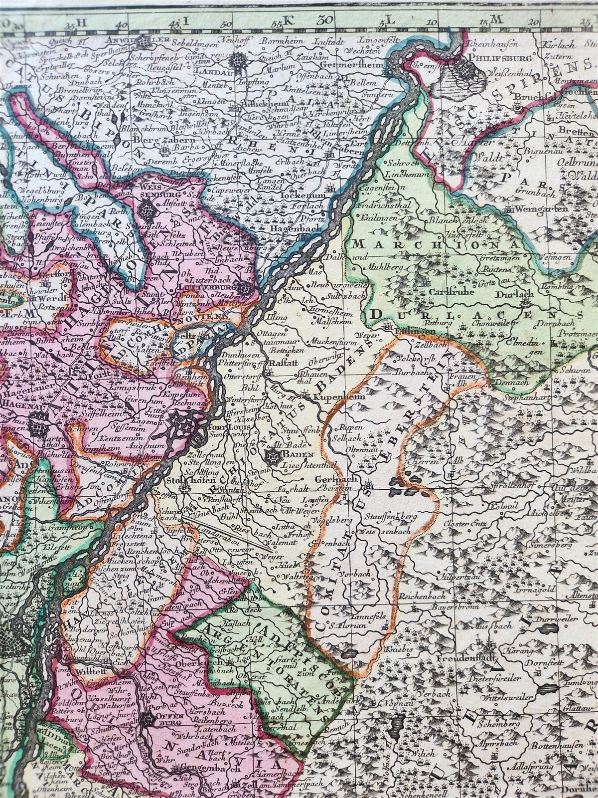 1740s ALSACE FRANCE antique MAP Alsatia Landgraviatus cum Suntgoia et Brisgoia