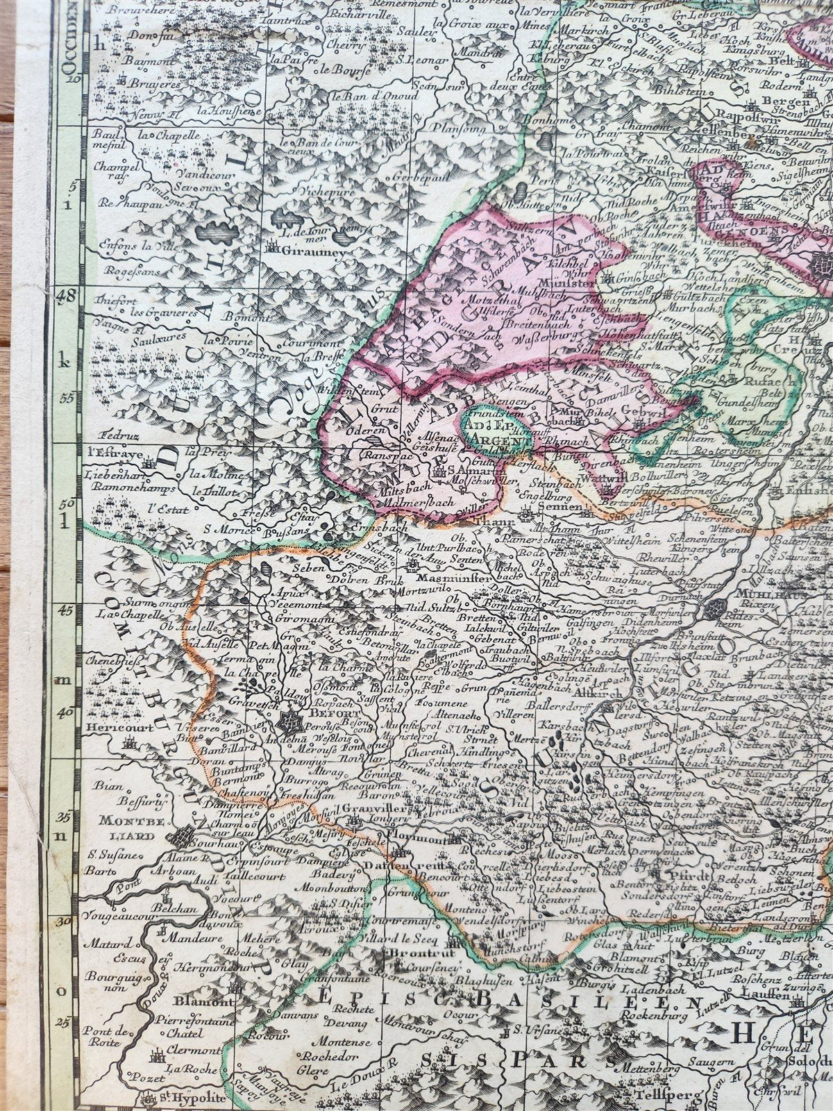 1740s ALSACE FRANCE antique MAP Alsatia Landgraviatus cum Suntgoia et Brisgoia