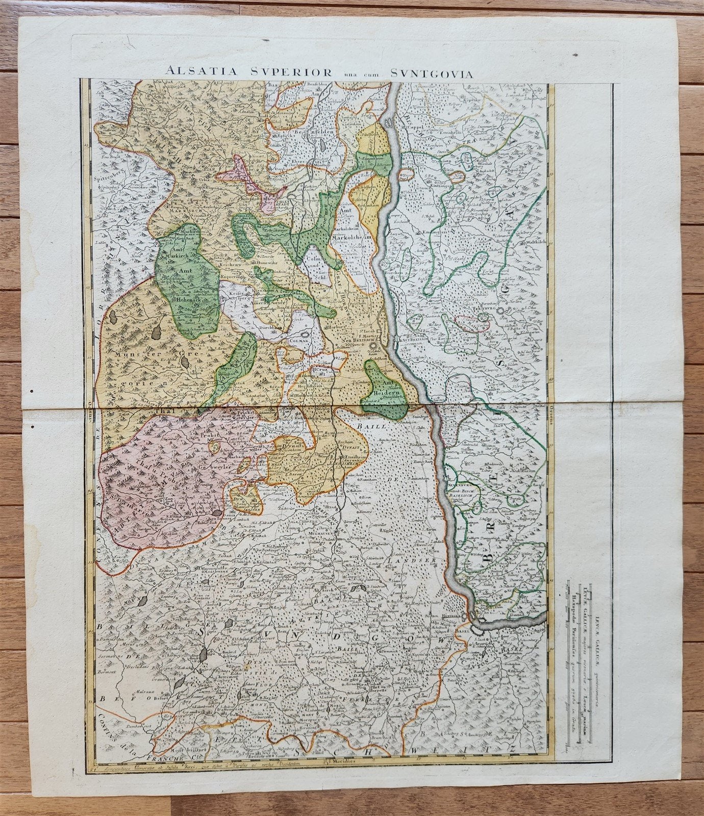 1720s ALSACE FRANCE antique MAP Alsatia Superior una cum Suntgovia