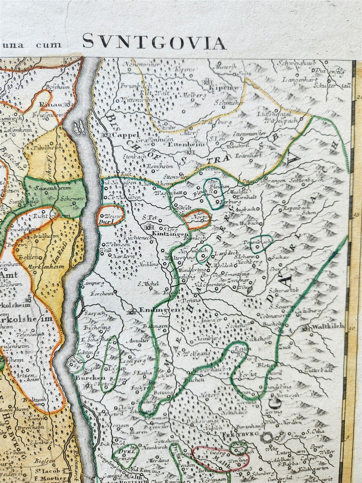 1720s ALSACE FRANCE antique MAP Alsatia Superior una cum Suntgovia