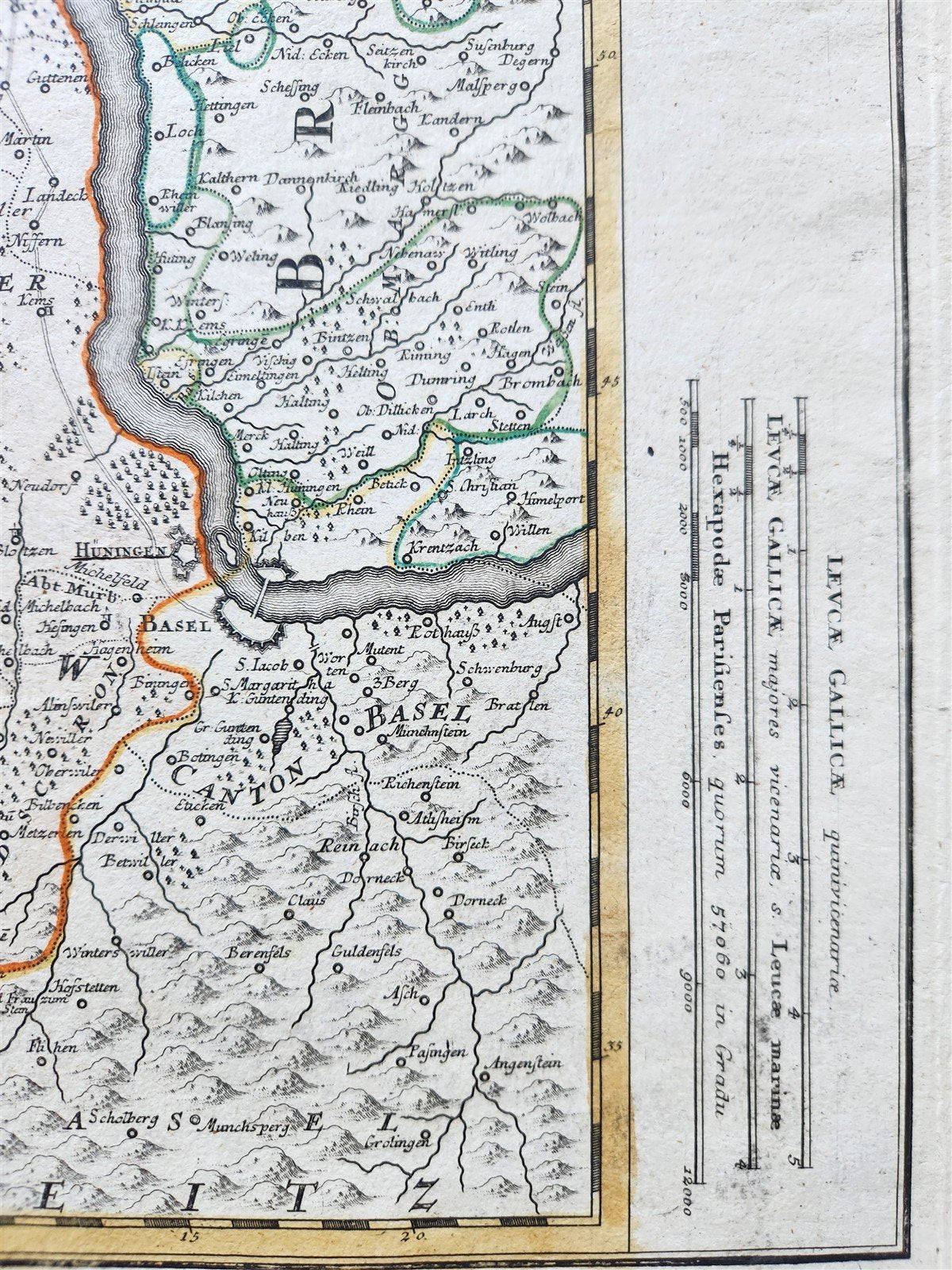 1720s ALSACE FRANCE antique MAP Alsatia Superior una cum Suntgovia