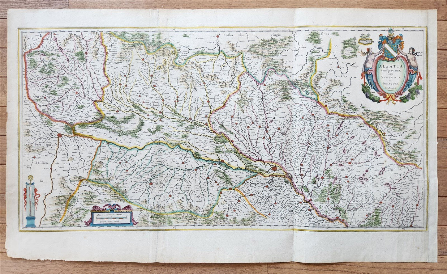 1635 ALSACE FRANCE antique MAP Alsatia Landgraviatus by MERCATOR