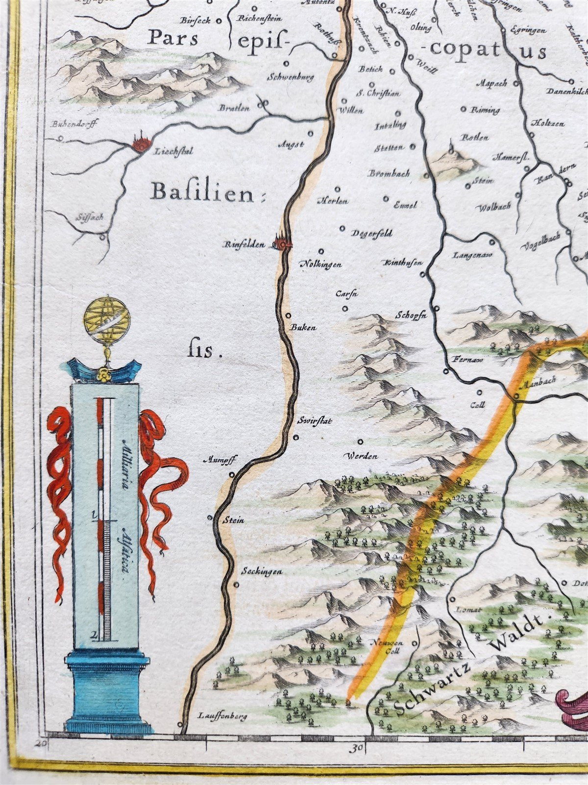1635 ALSACE FRANCE antique MAP Alsatia Landgraviatus by MERCATOR