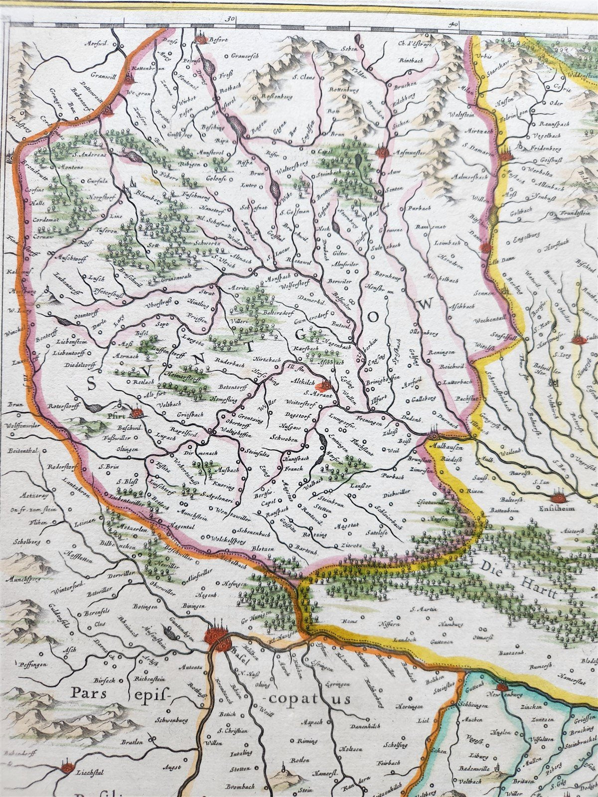 1635 ALSACE FRANCE antique MAP Alsatia Landgraviatus by MERCATOR