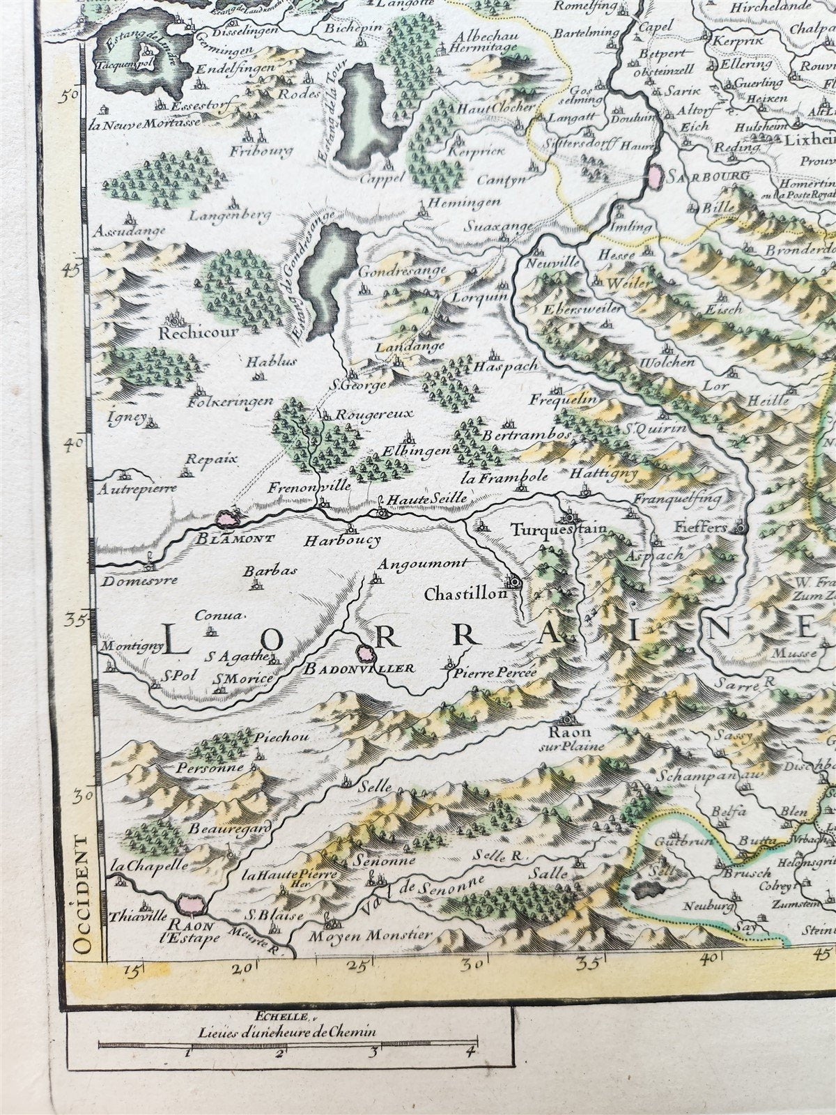 1707 ALSACE FRANCE antique MAP by Hubert Jaillot
