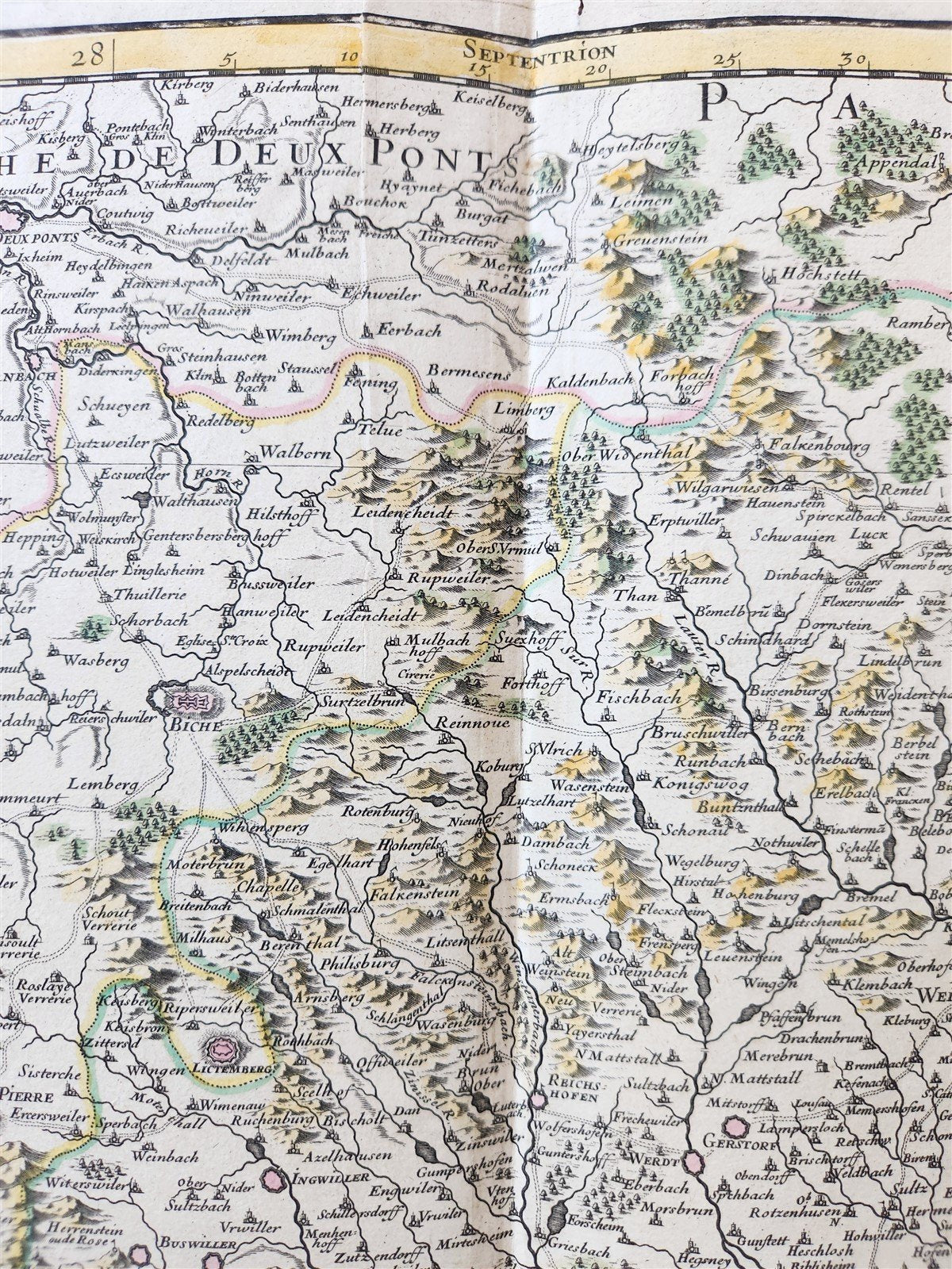 1707 ALSACE FRANCE antique MAP by Hubert Jaillot