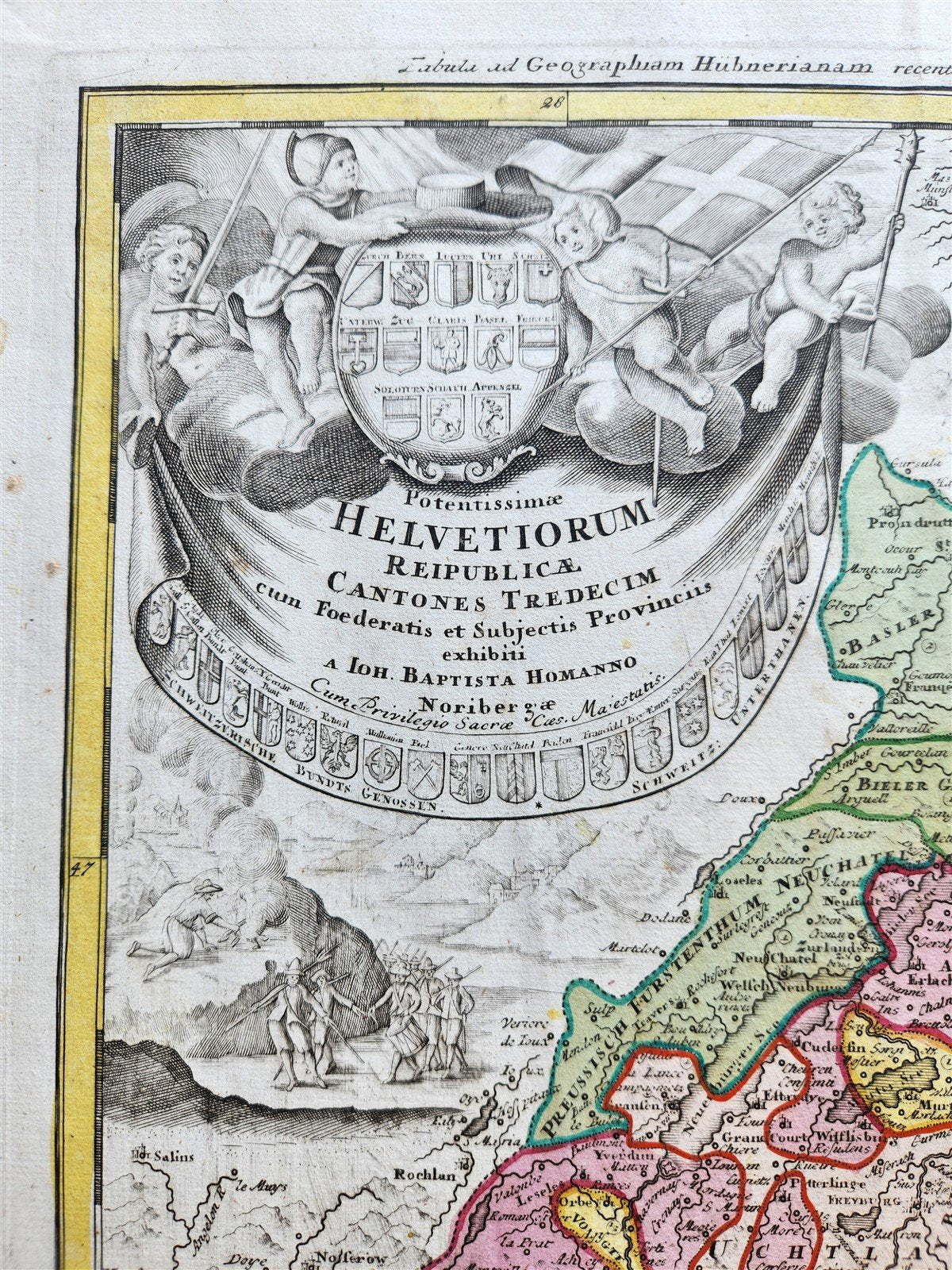 1732 SWITZERLAND antique MAP HELVETIORUM Reipublicae Cantones Tredicum J. Homann