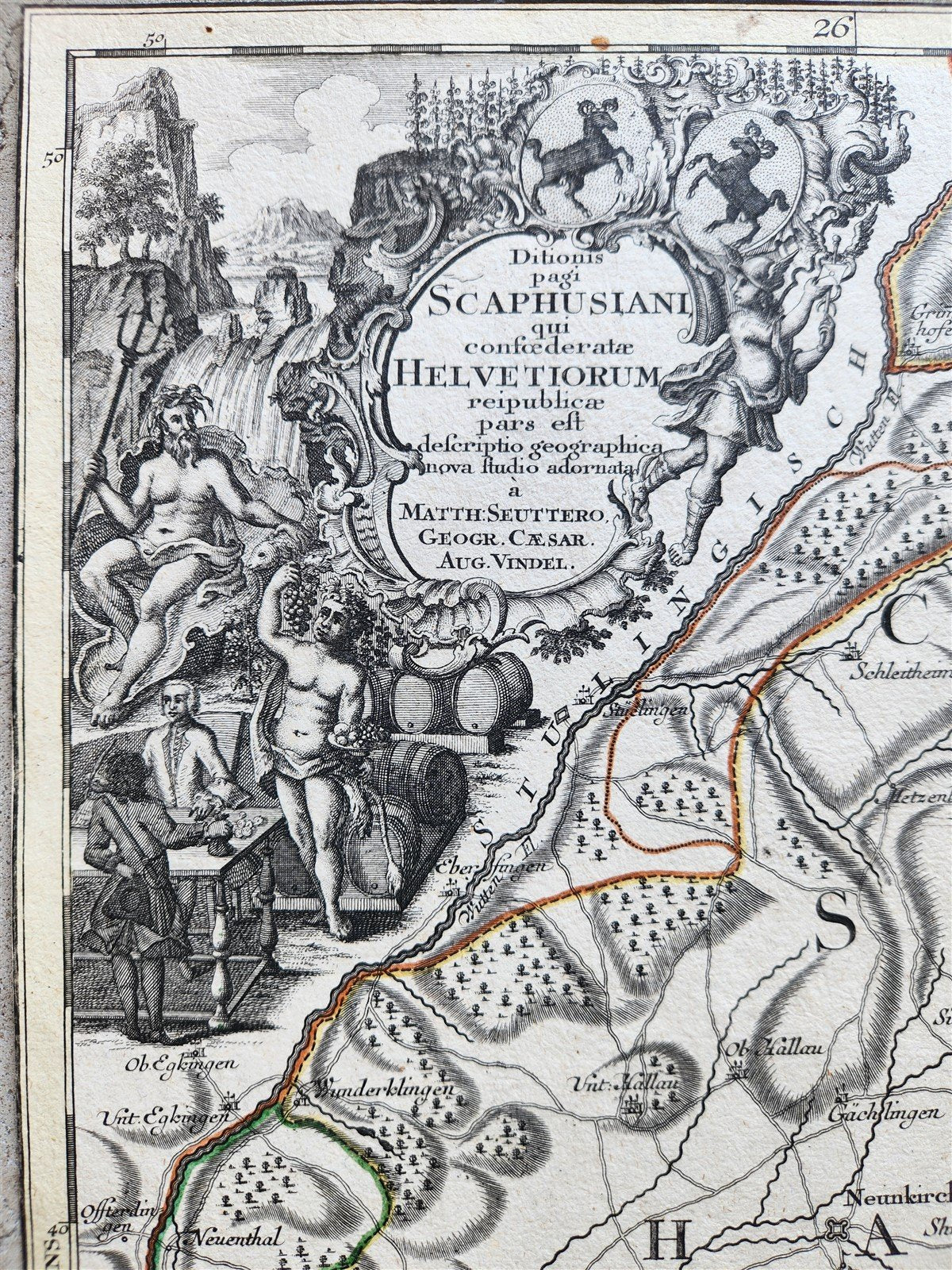 1740s SWITZERLAND antique MAP HELVETIORUM Reipublicae Cantones Tredicum SEUTTER