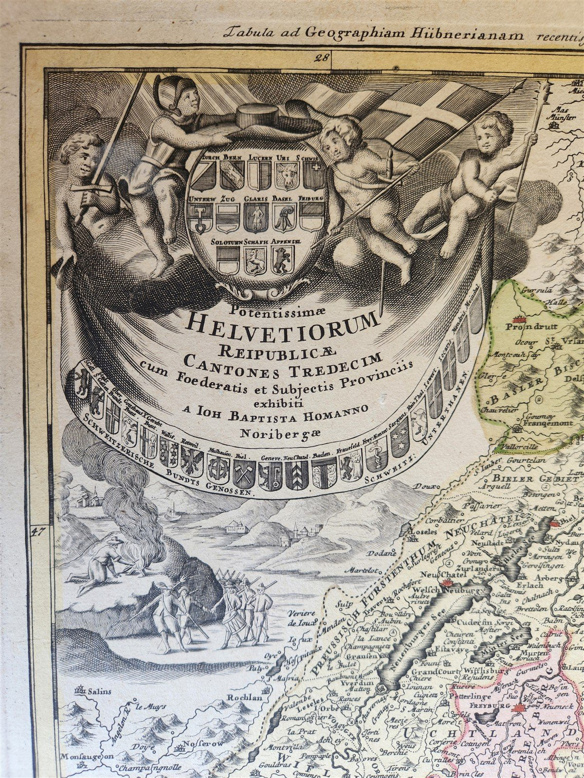 1732 SWITZERLAND antique MAP HELVETIORUM Reipublicae Cantones Tredicum by HOMANN