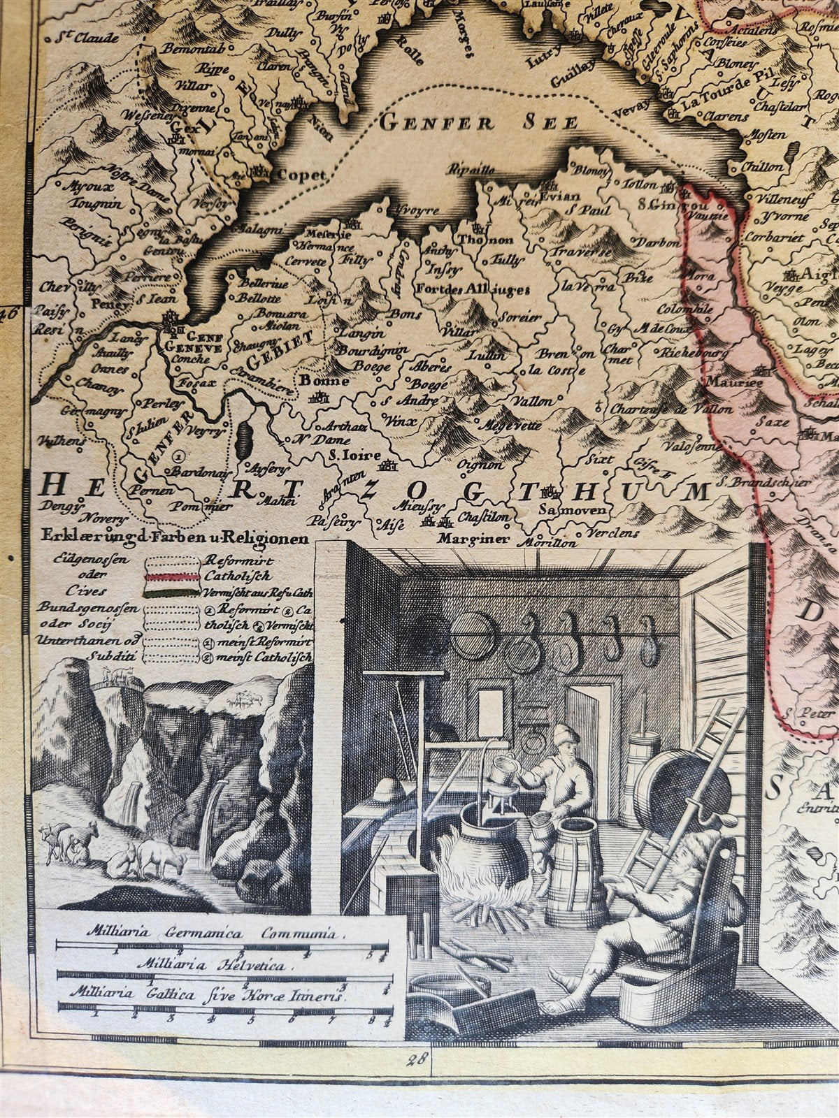 1732 SWITZERLAND antique MAP HELVETIORUM Reipublicae Cantones Tredicum by HOMANN