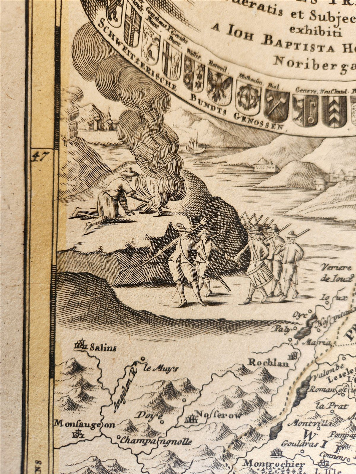 1732 SWITZERLAND antique MAP HELVETIORUM Reipublicae Cantones Tredicum by HOMANN