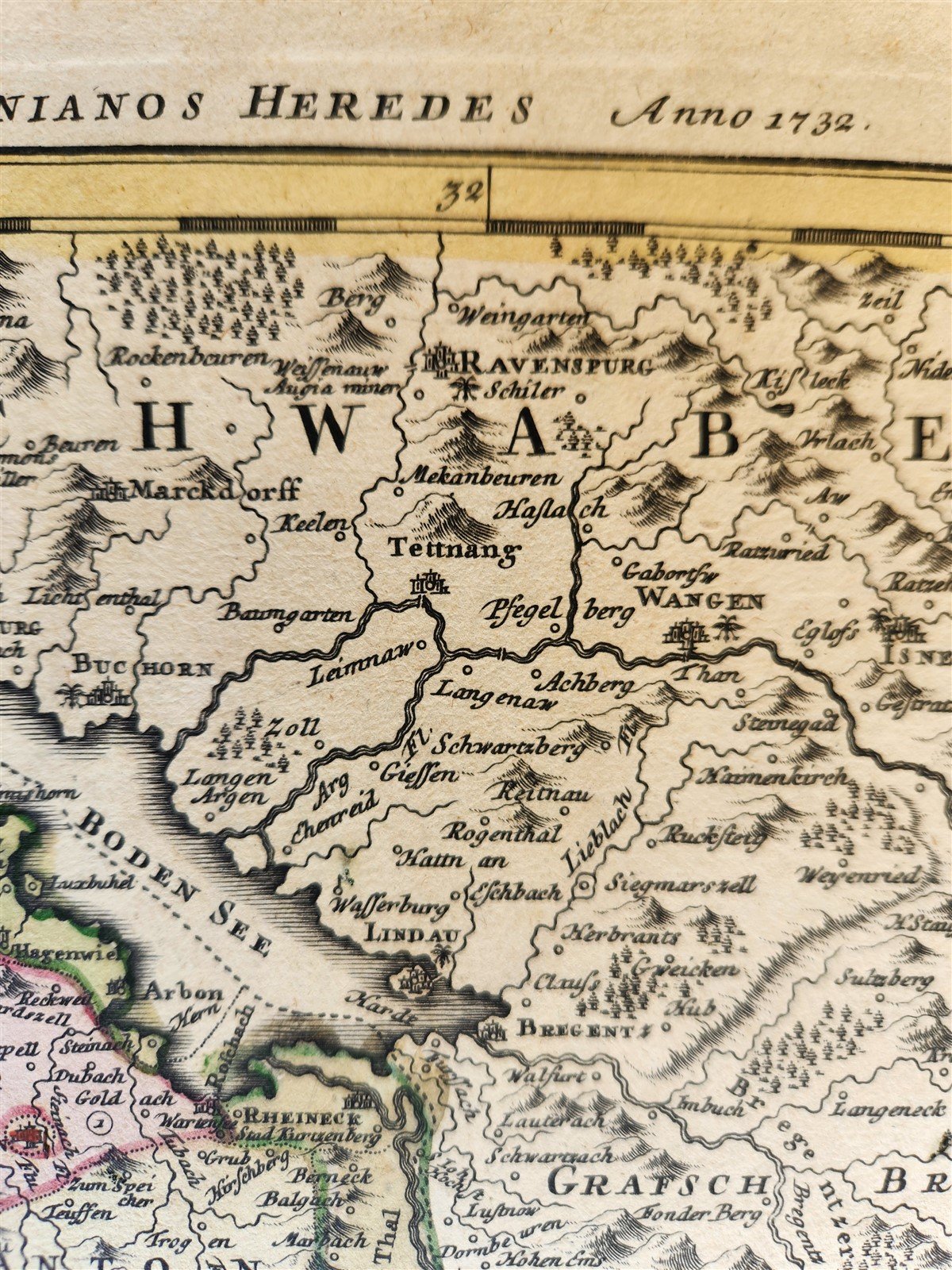 1732 SWITZERLAND antique MAP HELVETIORUM Reipublicae Cantones Tredicum by HOMANN