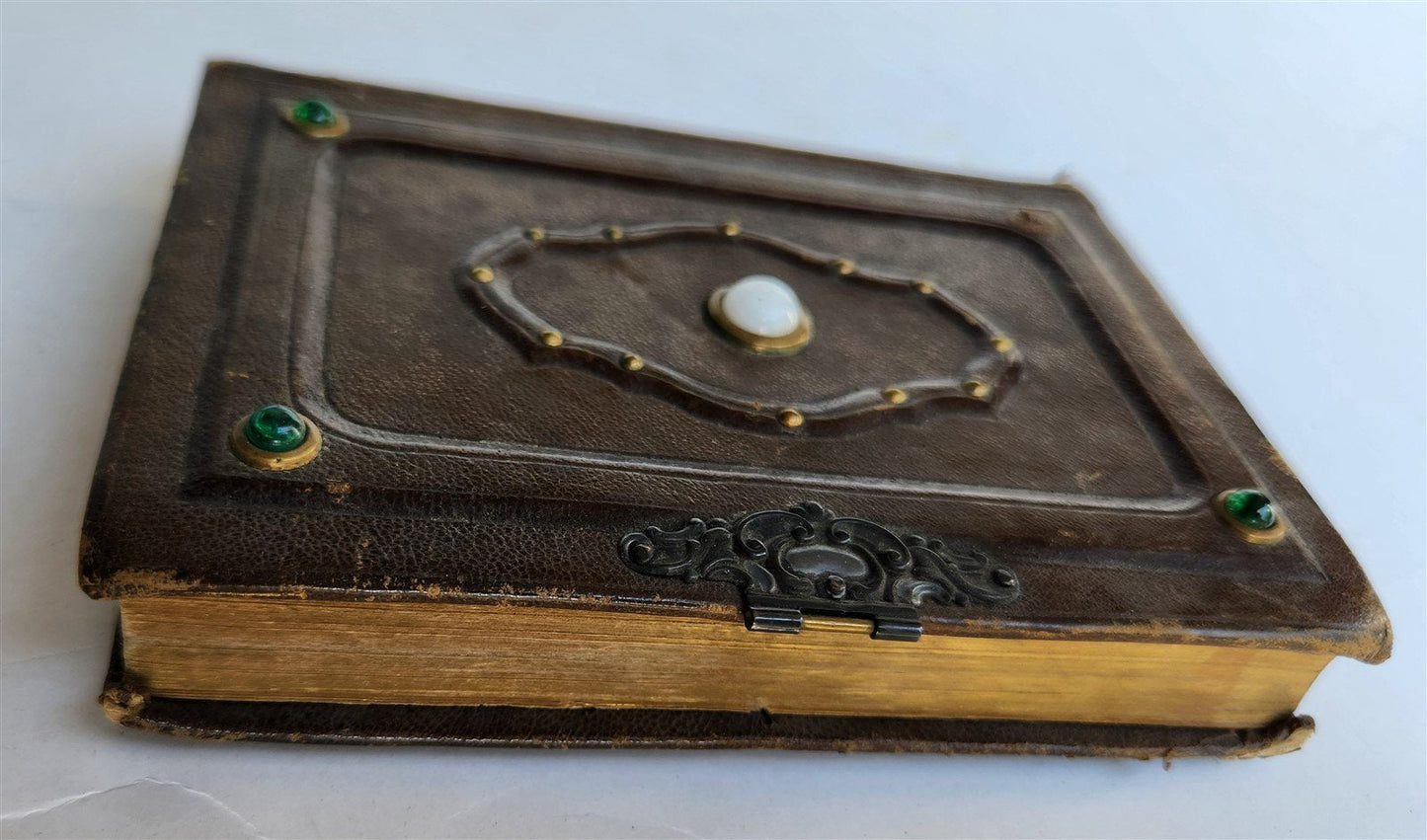 1852 GERMAN PRAYER BOOK antique w/ DECORATIVE BINDING illustrated