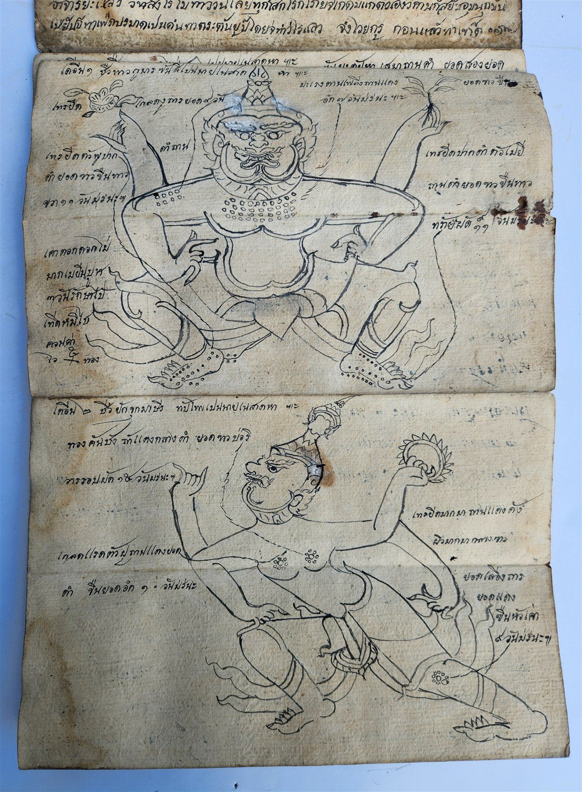 19th CENTURY MEDICINE ASTROLOGY MANUSCRIPT MANUAL from THALAND illustrated RARE