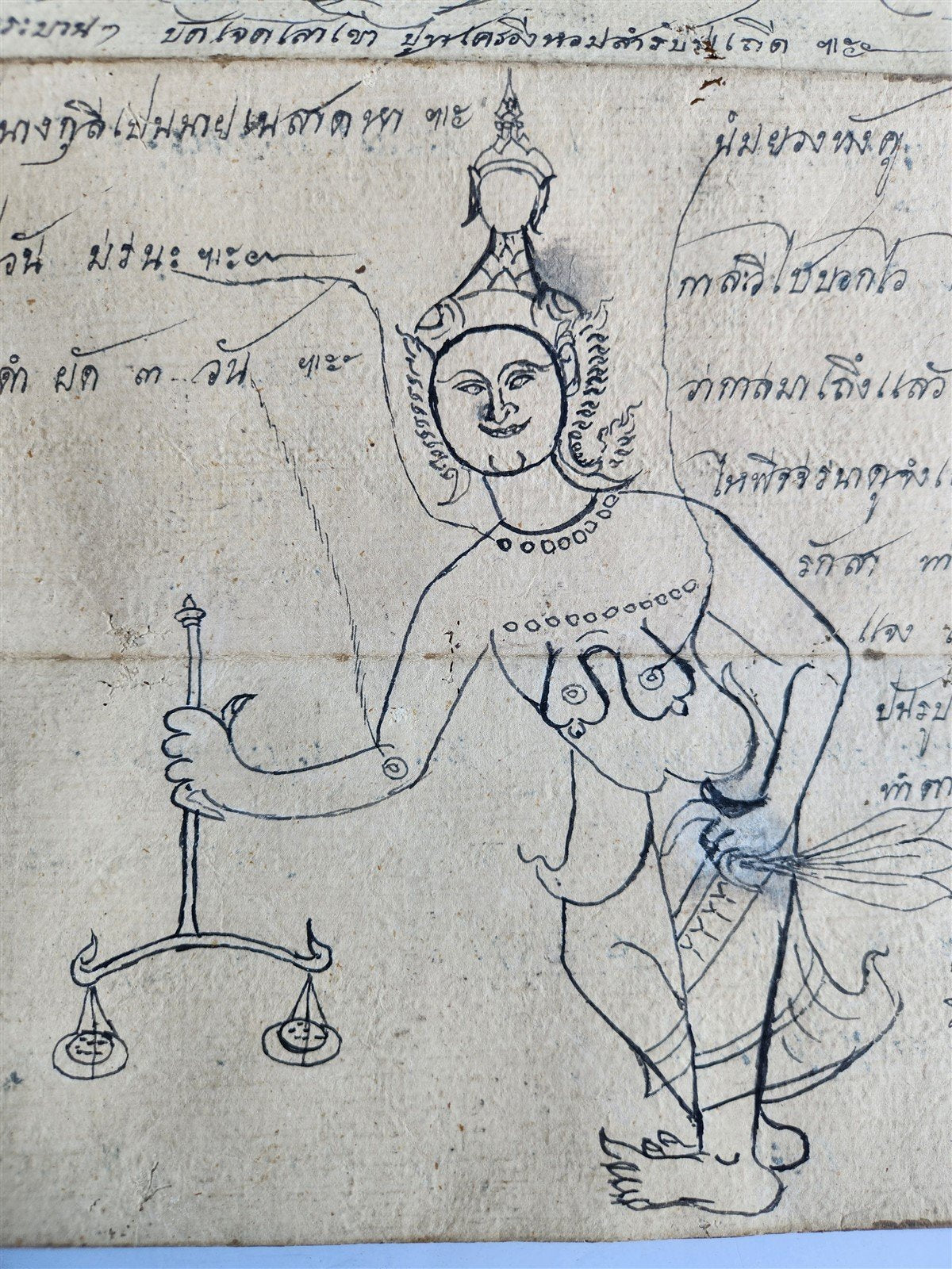 19th CENTURY MEDICINE ASTROLOGY MANUSCRIPT MANUAL from THALAND illustrated RARE