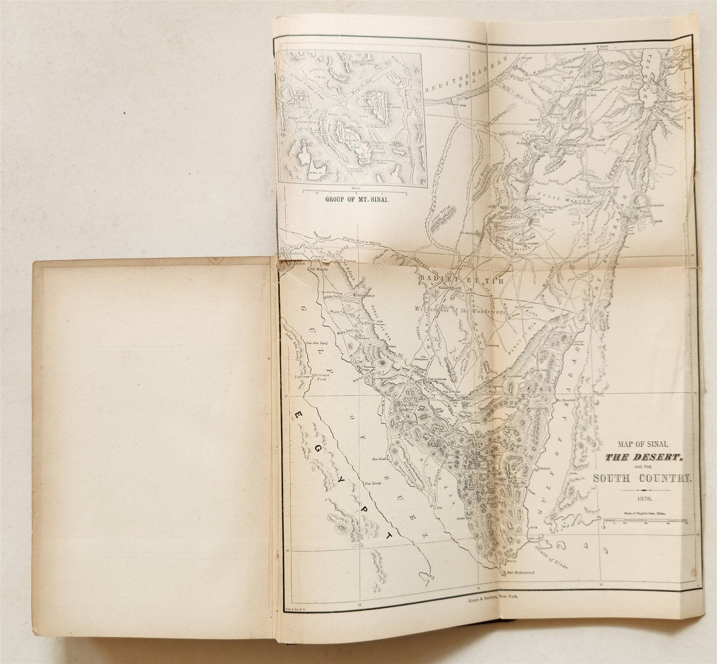 1879 FROM EGYPT TO PALESTINE by S. Bartlett antique ILLUSTRATED w/ FOLDING MAP