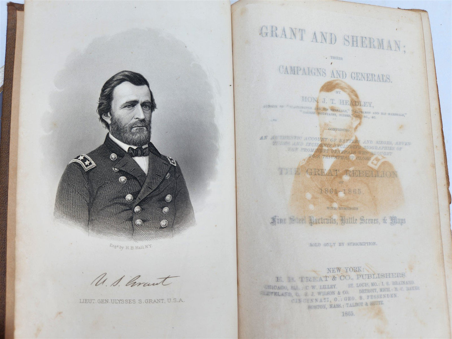 1865 GRANT & SHERMAN their CAMPAIGNS & GENERALS by Headley antique ILLUSTRATED