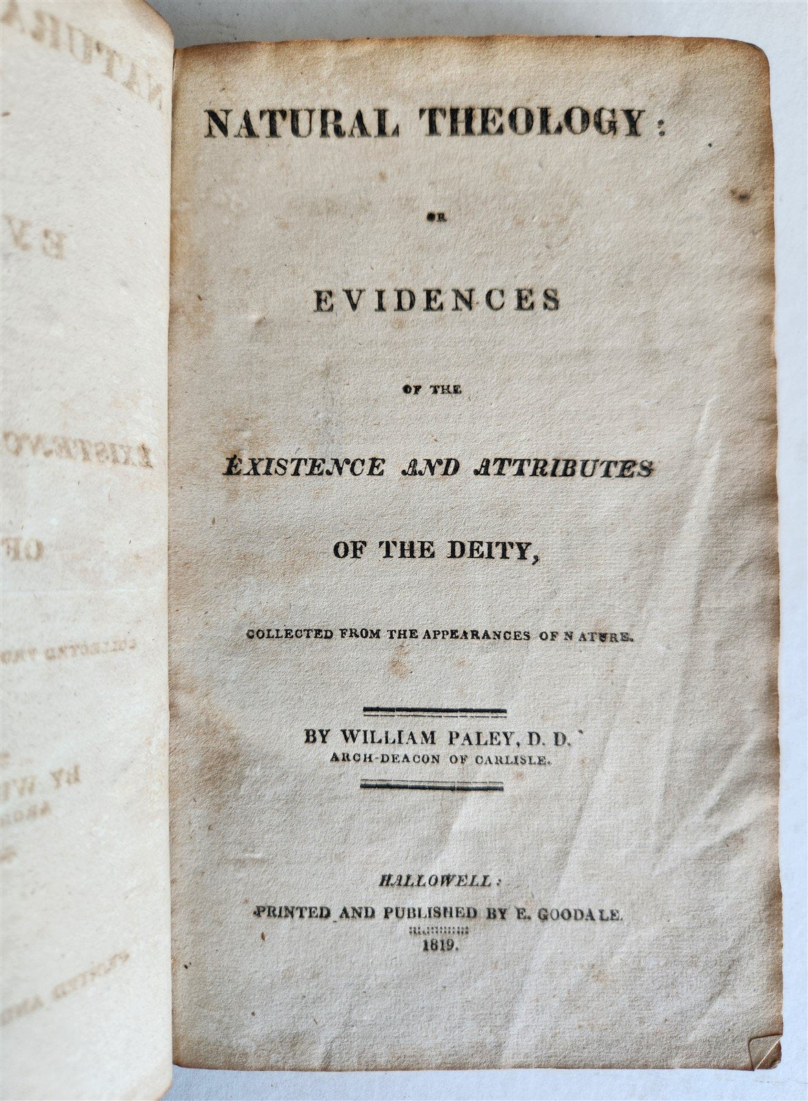 1819 EVIDENCES of the EXISTENCE & ATTRIBUTES of THE DIETY antique AMERICANA
